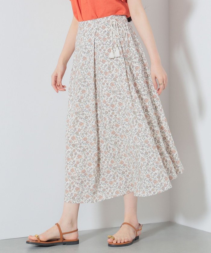 【その他のブランド/Other】の更紗花柄 ラップ風スカート インテリア・キッズ・メンズ・レディースファッション・服の通販 founy(ファニー) https://founy.com/ ファッション Fashion レディースファッション WOMEN スカート Skirt おすすめ Recommend セットアップ Set Up タッセル Tassel フレア Flare プリント Print ラップ Wrap リラックス Relax |ID: prp329100004538239 ipo3291000000032067822