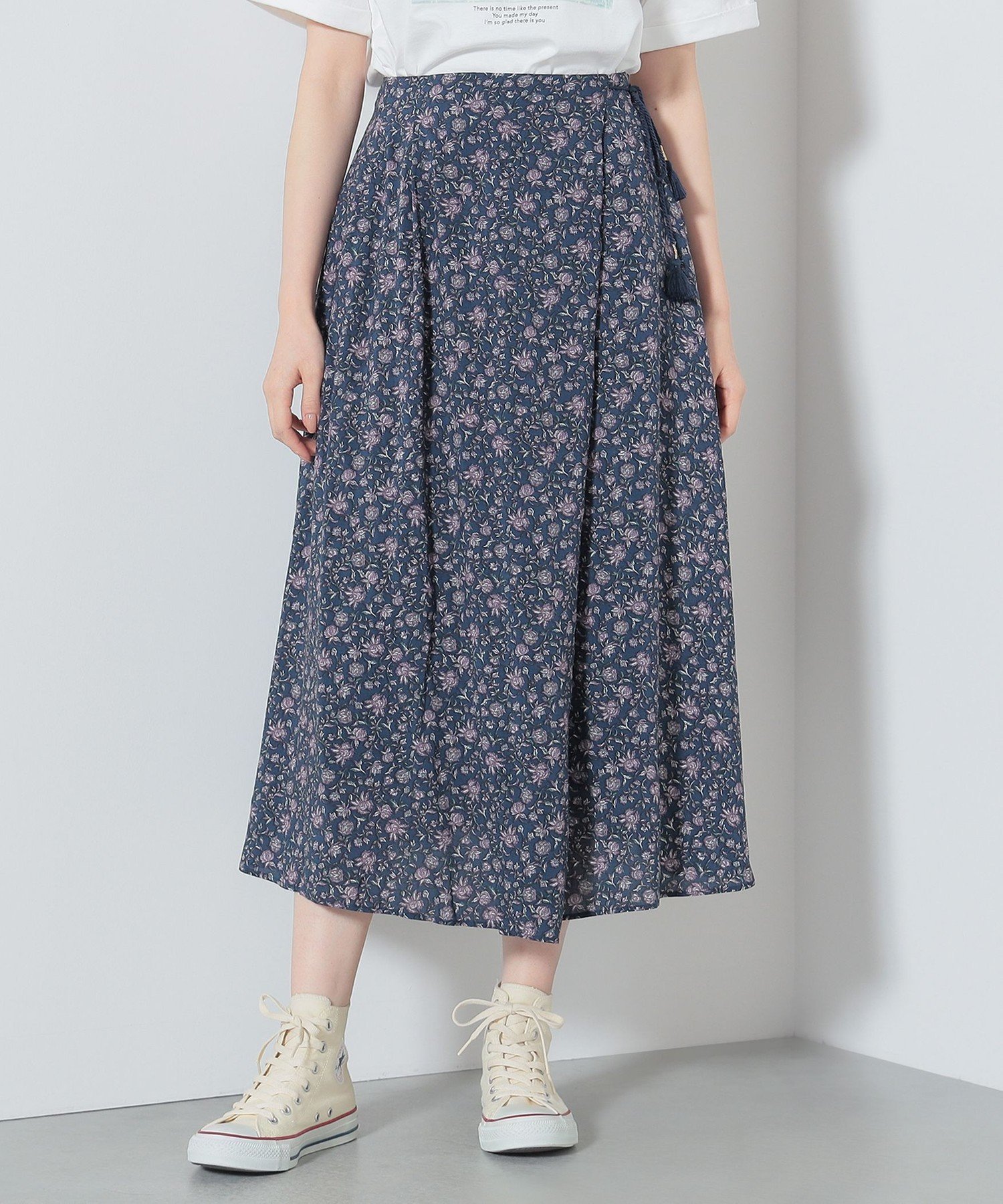 【その他のブランド/Other】の更紗花柄 ラップ風スカート インテリア・キッズ・メンズ・レディースファッション・服の通販 founy(ファニー) 　ファッション　Fashion　レディースファッション　WOMEN　スカート　Skirt　おすすめ　Recommend　セットアップ　Set Up　タッセル　Tassel　フレア　Flare　プリント　Print　ラップ　Wrap　リラックス　Relax　D.BLUE|ID: prp329100004538239 ipo3291000000032067827