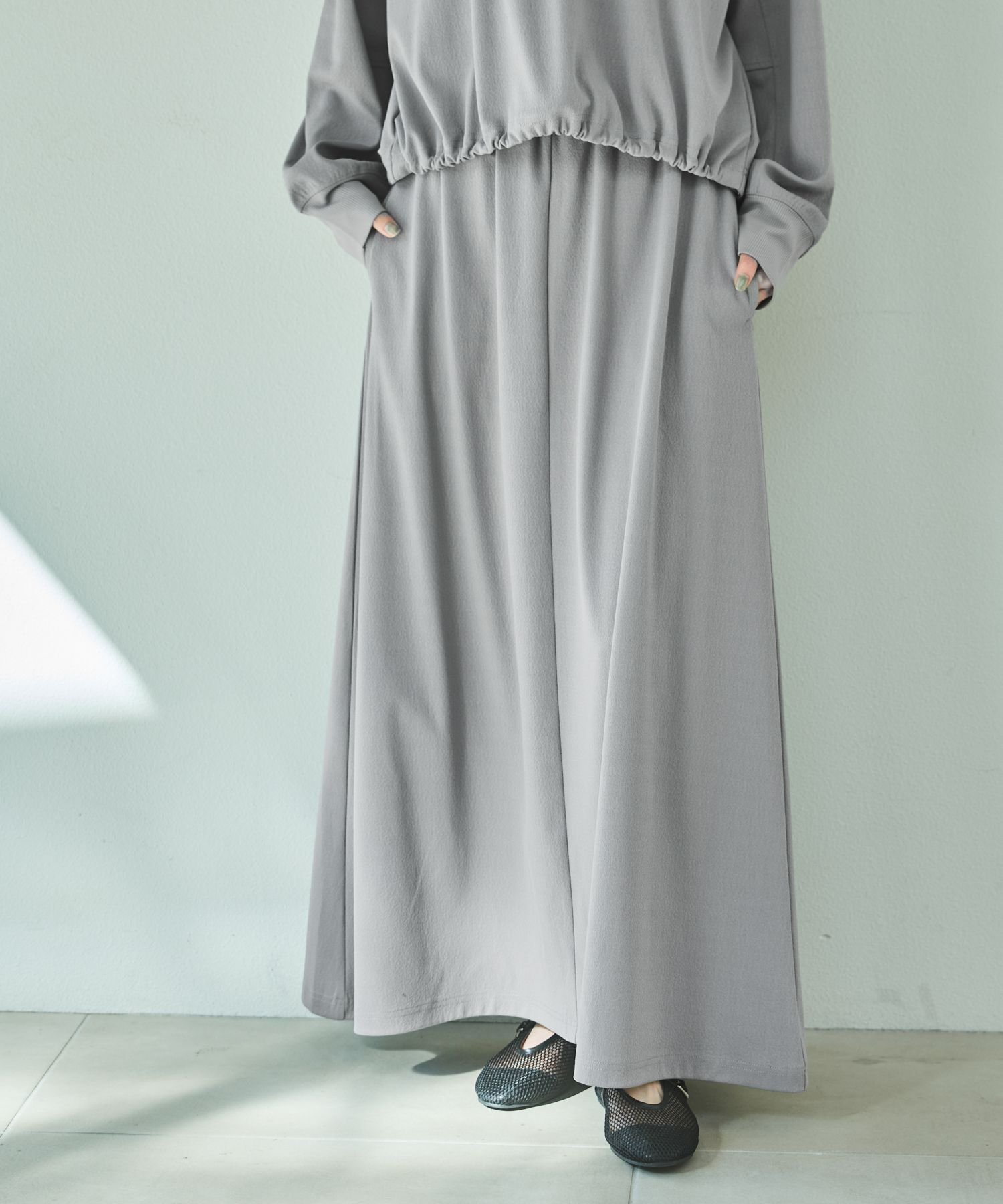 【ラコレ/LAKOLE】のドロストフレスカート インテリア・キッズ・メンズ・レディースファッション・服の通販 founy(ファニー) 　ファッション　Fashion　レディースファッション　WOMEN　スカート　Skirt　おすすめ　Recommend　スピンドル　Spindle　セットアップ　Set Up　フレア　Flare　グレー15|ID: prp329100004538309 ipo3291000000032403457