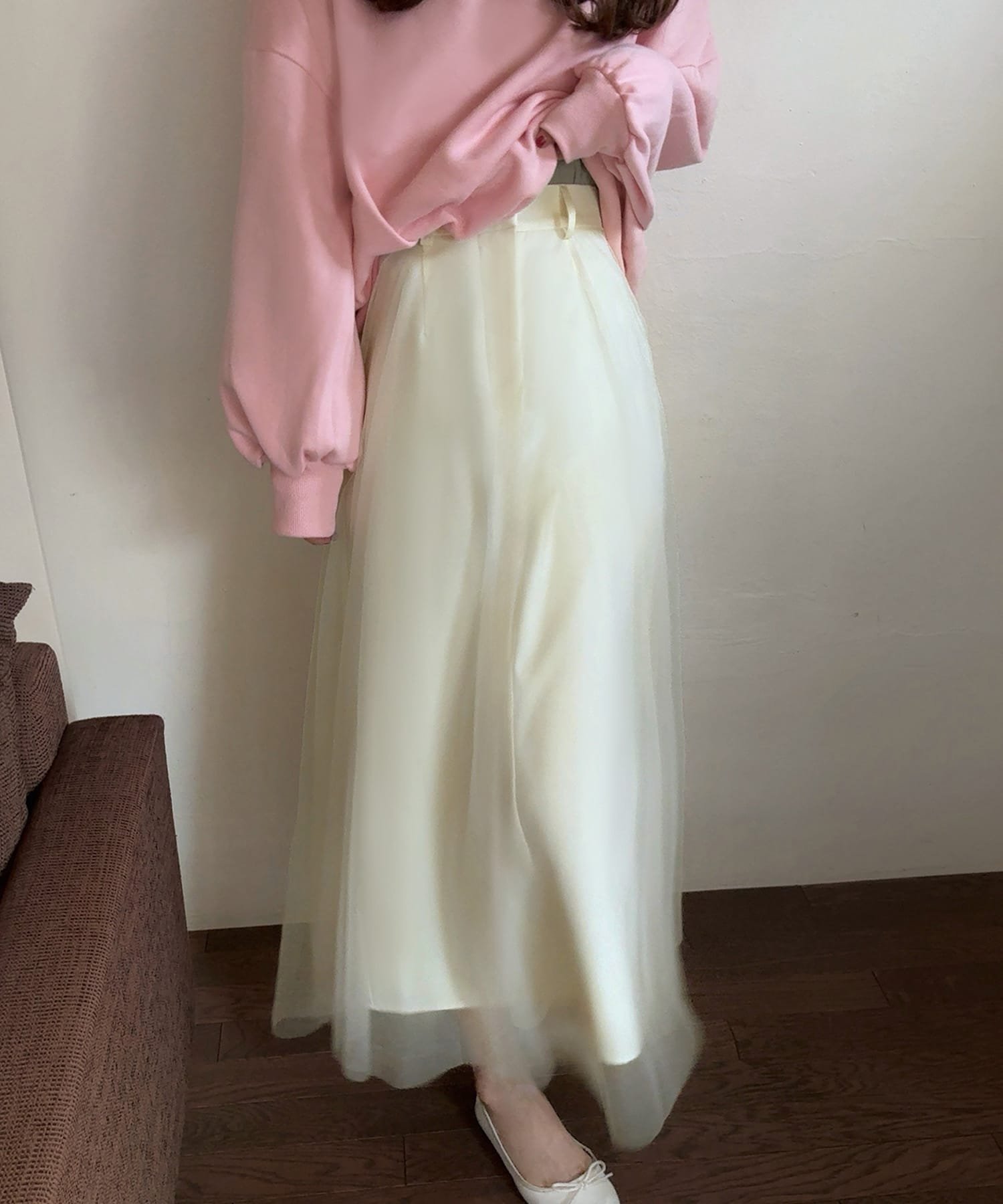 【ジュノア/JUNOAH】のチュールフレアスカート インテリア・キッズ・メンズ・レディースファッション・服の通販 founy(ファニー) 　ファッション　Fashion　レディースファッション　WOMEN　スカート　Skirt　Aライン/フレアスカート　Flared A-Line Skirts　クリーム|ID: prp329100004538359 ipo3291000000032266779