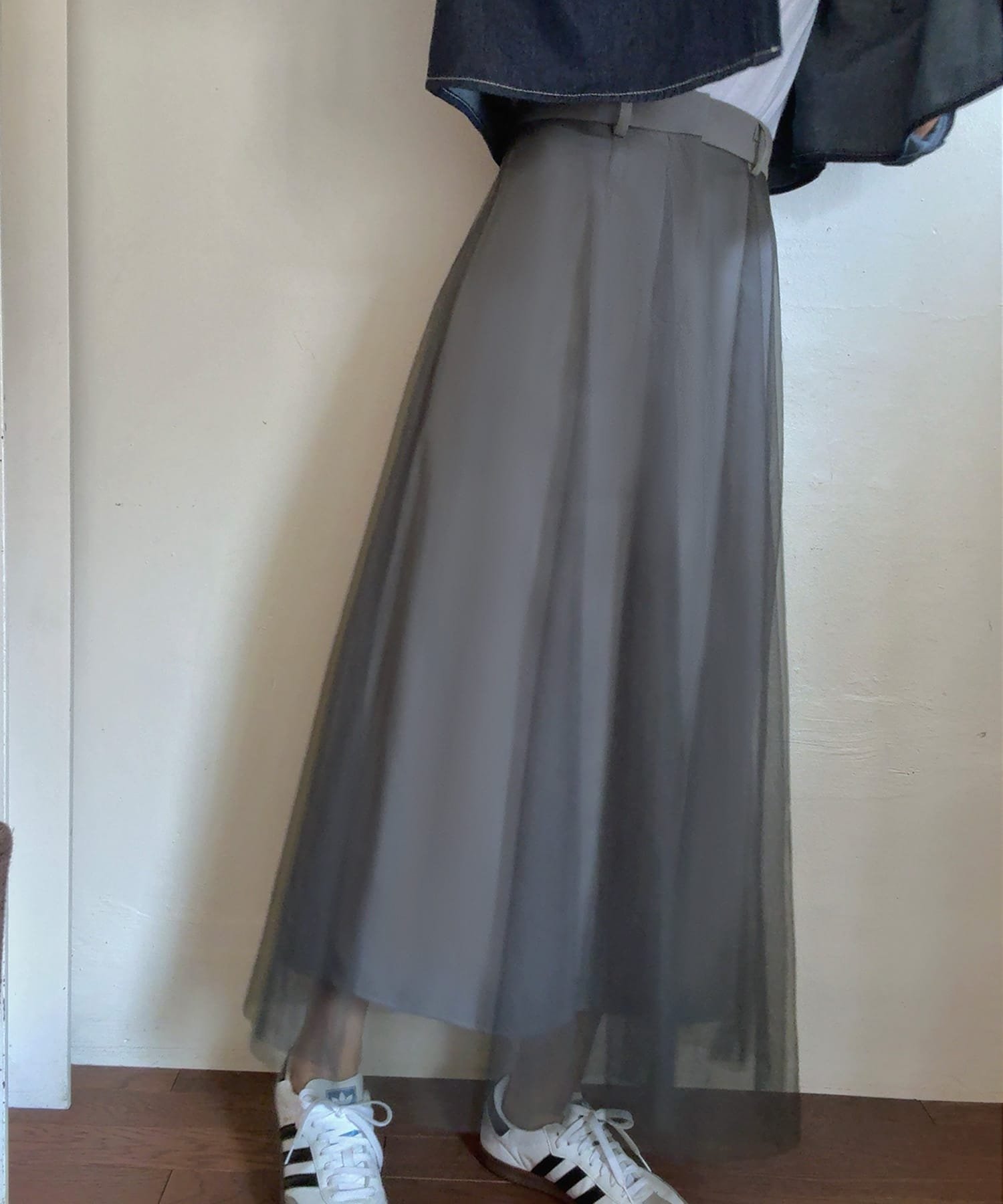 【ジュノア/JUNOAH】のチュールフレアスカート インテリア・キッズ・メンズ・レディースファッション・服の通販 founy(ファニー) 　ファッション　Fashion　レディースファッション　WOMEN　スカート　Skirt　Aライン/フレアスカート　Flared A-Line Skirts　ダークグレー|ID: prp329100004538359 ipo3291000000032266781