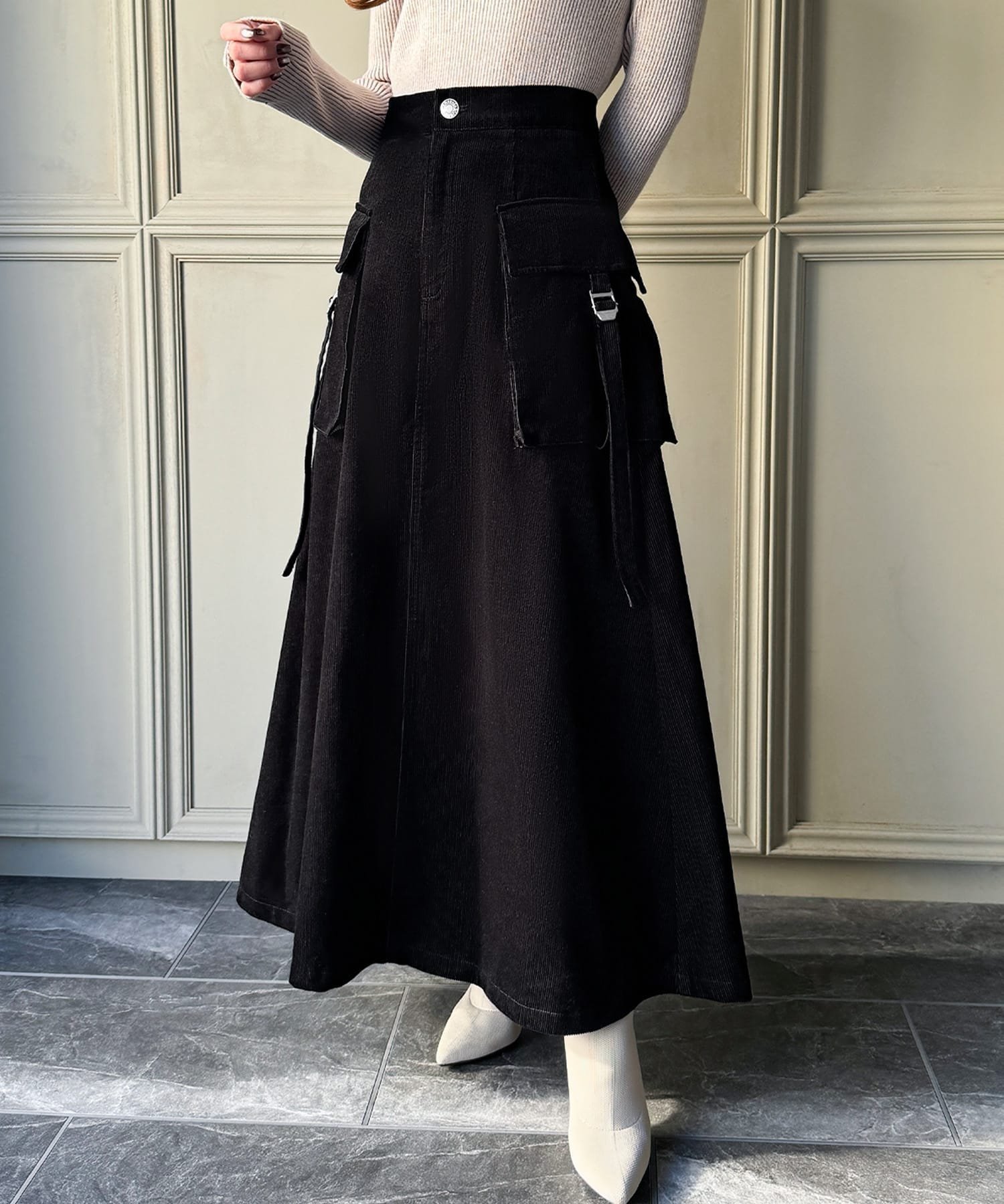 【ジュノア/JUNOAH】のコーデュロイセミフレアカーゴスカート 人気、トレンドファッション・服の通販 founy(ファニー) 　ファッション　Fashion　レディースファッション　WOMEN　スカート　Skirt　 other-1|ID: prp329100004538365 ipo3291000000032238667