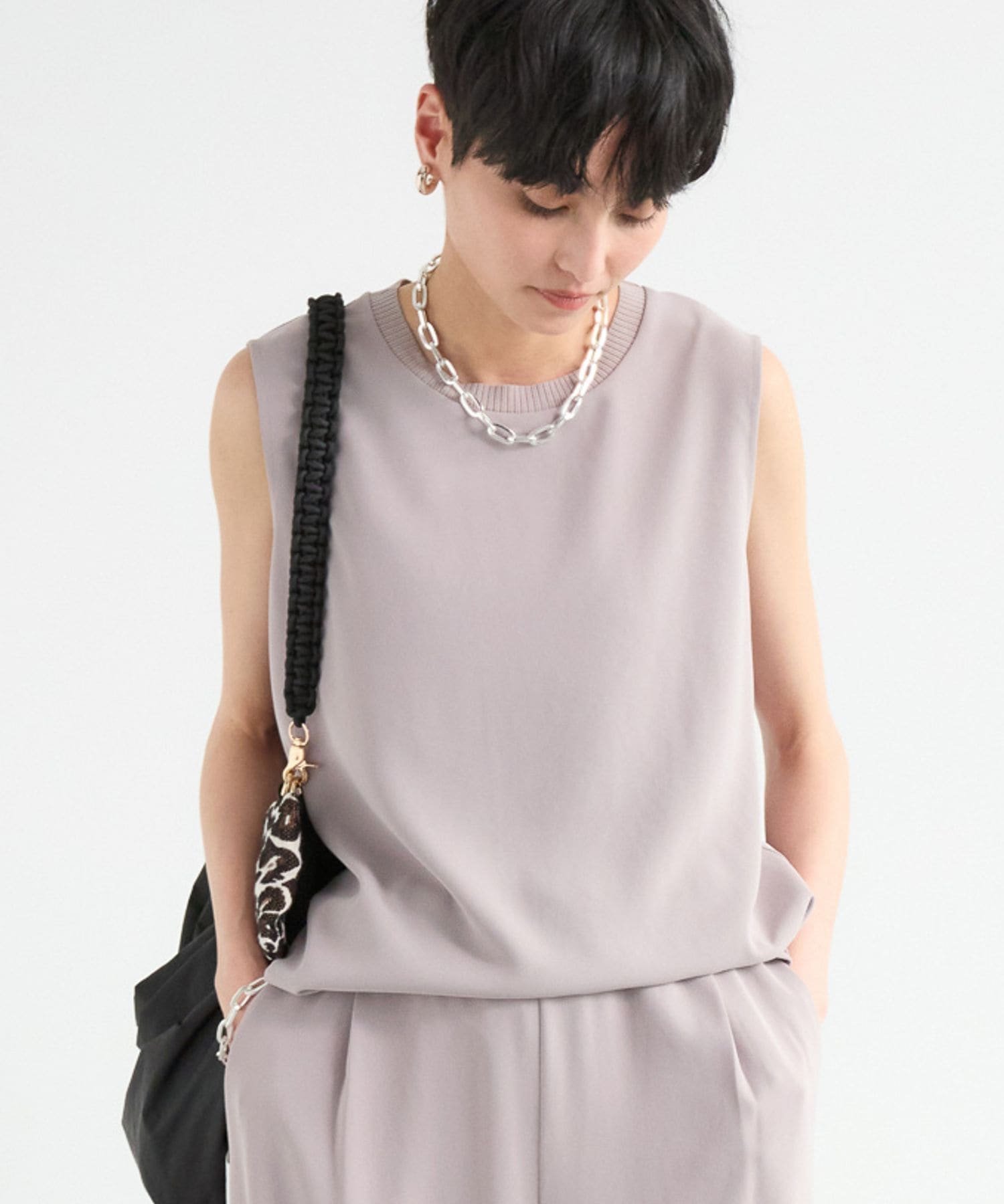 【バンヤードストーム/BARNYARDSTORM】のダブルクロスノースリプルオーバー 人気、トレンドファッション・服の通販 founy(ファニー) 　ファッション　Fashion　レディースファッション　WOMEN　トップス・カットソー　Tops/Tshirt　プルオーバー　Pullover　とろみ　Thickness　シンプル　Simple　セットアップ　Set Up　ダブル　Double　デニム　Denim　ノースリーブ　No Sleeve　エレガント 上品　Elegant　人気　Popularity　 other-1|ID: prp329100004538470 ipo3291000000032294899