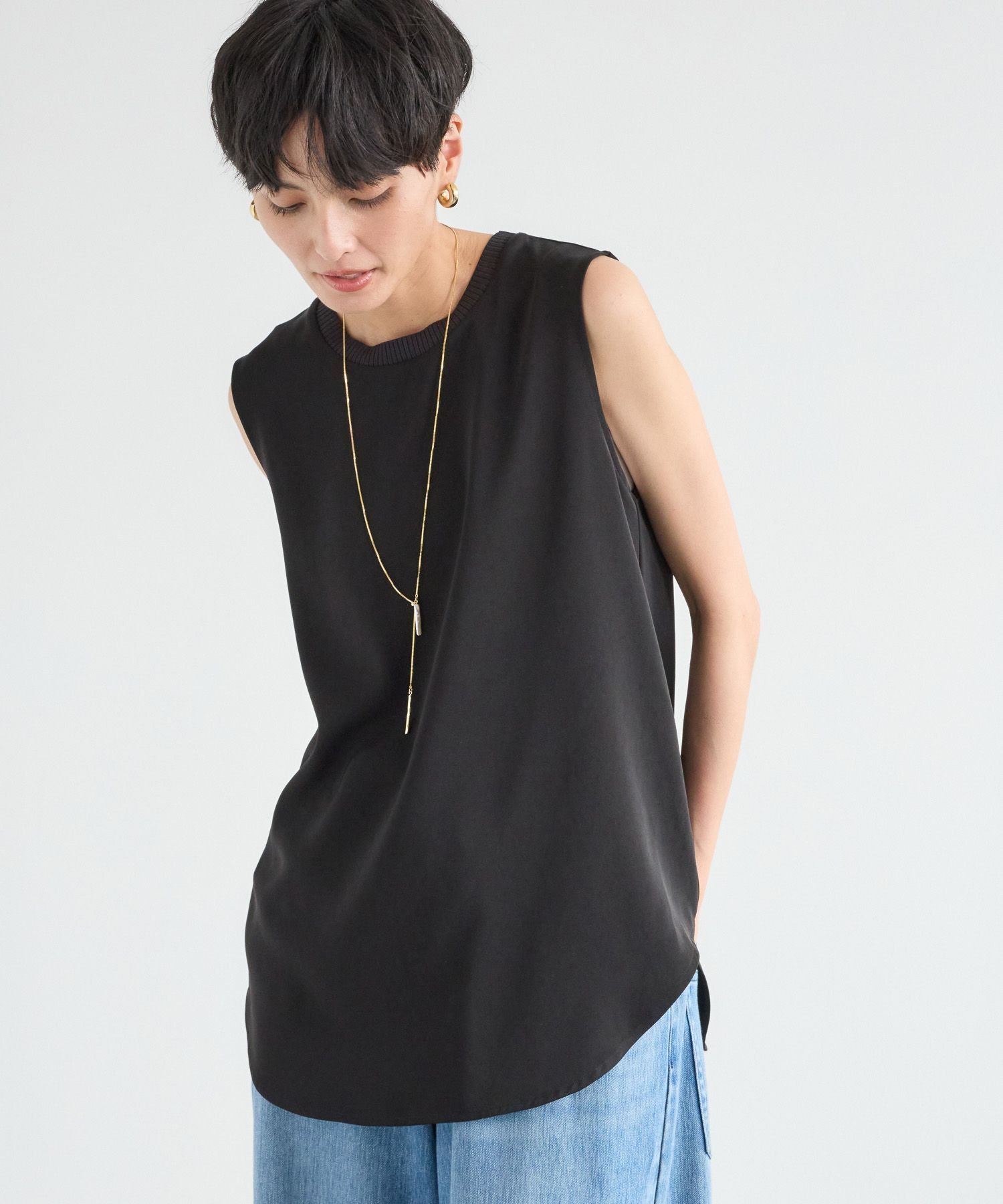 【バンヤードストーム/BARNYARDSTORM】のダブルクロスノースリプルオーバー インテリア・キッズ・メンズ・レディースファッション・服の通販 founy(ファニー) 　ファッション　Fashion　レディースファッション　WOMEN　トップス・カットソー　Tops/Tshirt　プルオーバー　Pullover　とろみ　Thickness　シンプル　Simple　セットアップ　Set Up　ダブル　Double　デニム　Denim　ノースリーブ　No Sleeve　エレガント 上品　Elegant　人気　Popularity　ブラック19|ID: prp329100004538470 ipo3291000000032294905