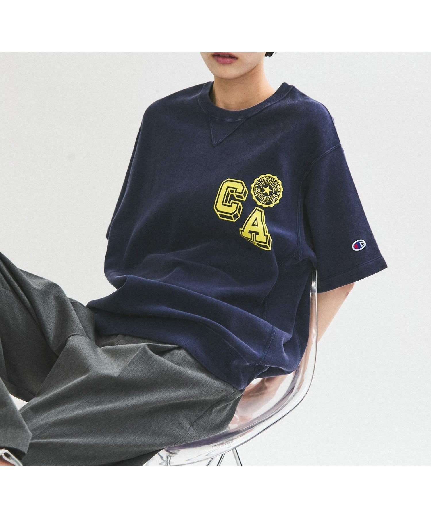 【アダム エ ロペ/ADAM ET ROPE'】の【Champion for ADAM ET ROPE 】EX REVERSE WEAVE SHORT SLEEVE SWEATSHIRT インテリア・キッズ・メンズ・レディースファッション・服の通販 founy(ファニー) 　ファッション　Fashion　レディースファッション　Fashion for Women　トップス・カットソー　Cut & Sew Tops　シャツ・ブラウス・オフィスカジュアル　Elegant Blouses & Button-Ups　レディースパーカー・カジュアルフーディー　Casual Hoodies & Sweatshirts　ロングTシャツ・Tシャツ　Longline T-Shirts & Tees　スウェット・クルーネックトップス　Sweatshirts & Crewnecks / Relaxed Fit Sweat Tops　春　Spring　スラックス　Slacks, Dress Pants　デニム　Denim, Jeans Material　トレンド　Trend, Trending Now　定番　Standard, Basic Item　ニューヨーク　New York, NYC Style　パターン　Pattern, Design Print　プリント　Print, Printed Pattern　別注　Limited Edition, Custom Order　ワイド　Wide, Wide Fit　S/S・春夏　SS, Spring/Summer, Warm Season　夏　Summer　2025年　2025　2025春夏・S/S　Spring/Summer 2025 SS25　ネイビー(40)|ID: prp329100004538483 ipo3291000000033601784