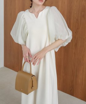 【バブ ブージュルード/Bab Bou Jeloud】の【低身長向けサイズあり】袖ボリュームポンチワンピース 人気、トレンドファッション・服の通販 founy(ファニー) ファッション Fashion レディースファッション WOMEN ワンピース Dress オーガンジー Organdy シアー Sheer スリーブ Sleeve おすすめ Recommend |ID:prp329100004538642