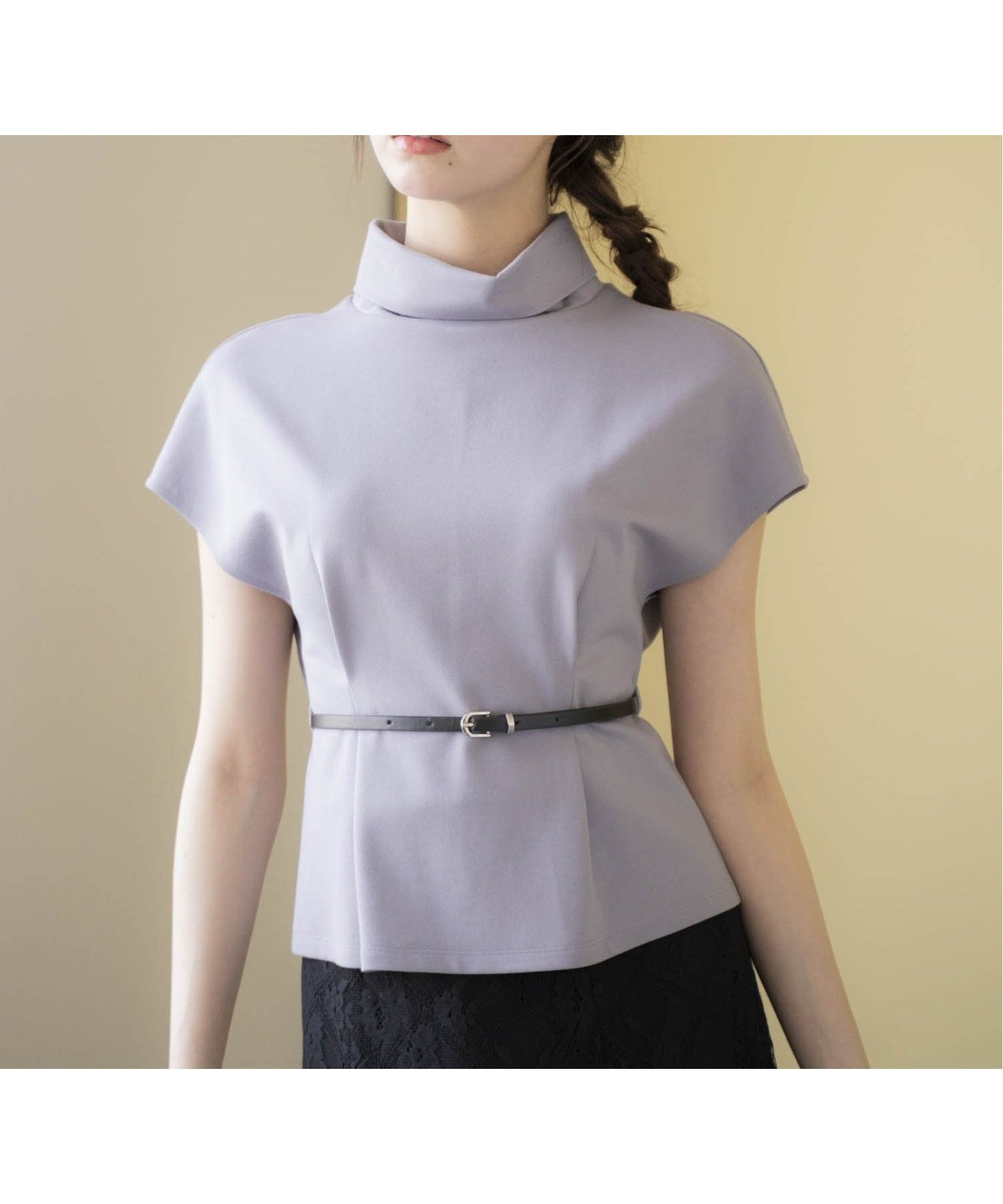 【ノエラ/Noela】のロールカラーカットソー インテリア・キッズ・メンズ・レディースファッション・服の通販 founy(ファニー) 　ファッション　Fashion　レディースファッション　WOMEN　トップス・カットソー　Tops/Tshirt　カットソー　Cut and Sewn　おすすめ　Recommend　カットソー　Cut And Sew　チェック　Check　フィット　Fit　フレア　Flare　ポケット　Pocket　ループ　Loop　レース　Race　サックス|ID: prp329100004538708 ipo3291000000032070210