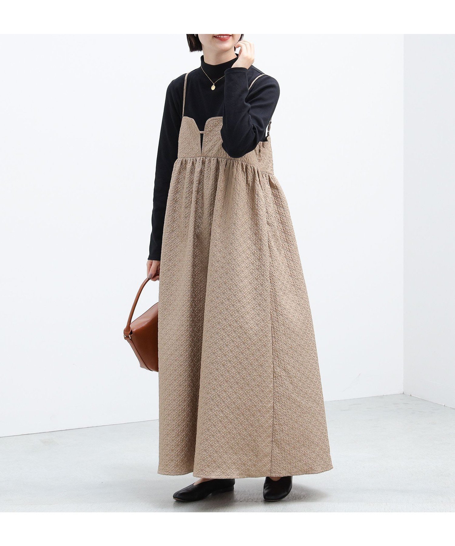 【ビームス ハート/BEAMS HEART】のふくれ ワンピース * リブ プルオーバー(セットアイテム) インテリア・キッズ・メンズ・レディースファッション・服の通販 founy(ファニー) 　ファッション　Fashion　レディースファッション　Fashion for Women　ワンピース　Dresses　インナー　Innerwear　カットソー　Cut and Sewn Top　キャミソール　Camisole, Spaghetti Strap Top　キャミワンピース　Cami Dress, Slip Dress　トレンド　Trend, Trending Now　バランス　Balance, Style Balance　フィット　Fit, Slim Fit　ラップ　Wrap, Wrap Design　ロング　Long, Long-Length　BEIGE×BLACK|ID: prp329100004538736 ipo3291000000032782017