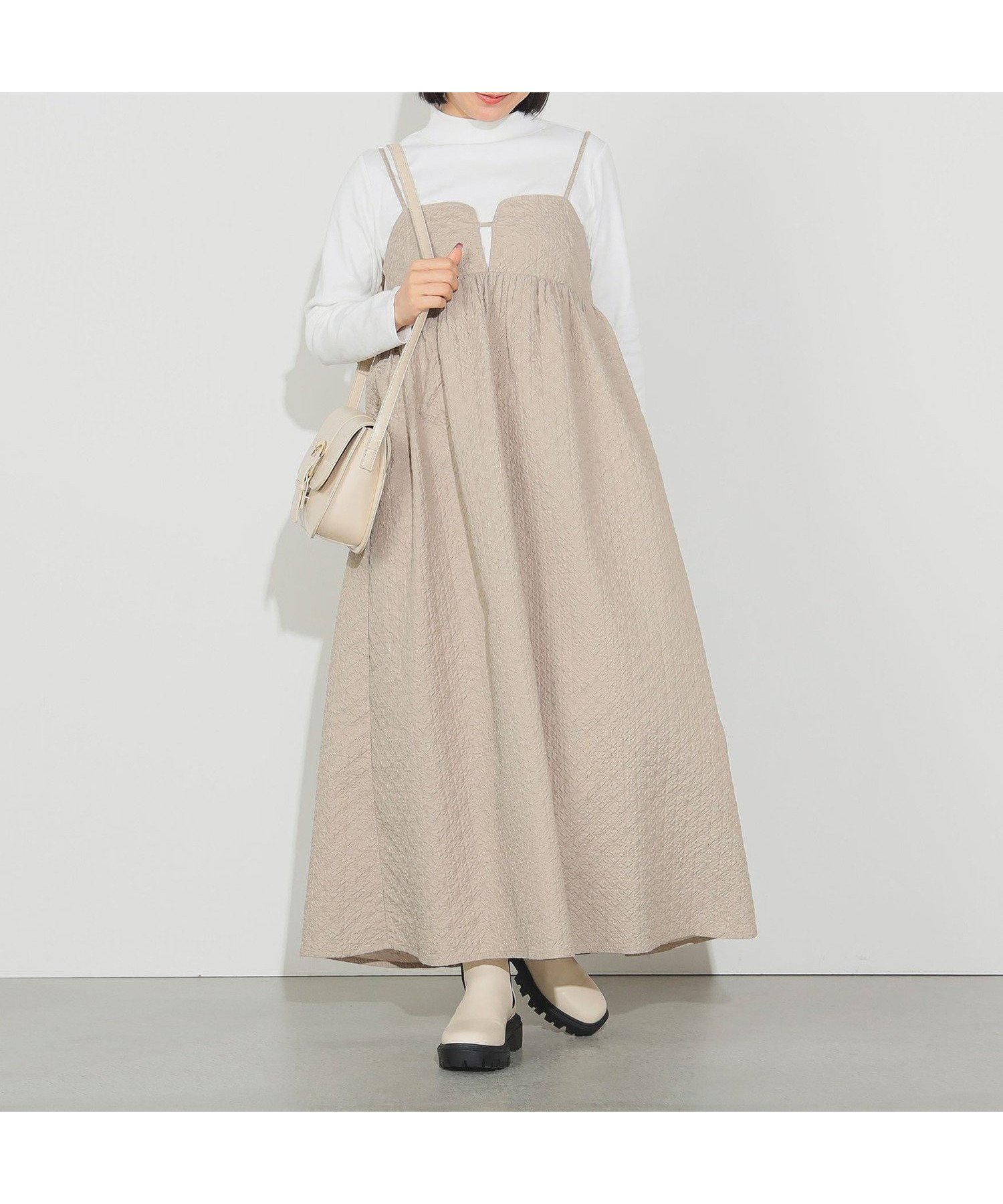 【ビームス ハート/BEAMS HEART】のふくれ ワンピース * リブ プルオーバー(セットアイテム) インテリア・キッズ・メンズ・レディースファッション・服の通販 founy(ファニー) 　ファッション　Fashion　レディースファッション　Fashion for Women　ワンピース　Dresses　インナー　Innerwear　カットソー　Cut and Sewn Top　キャミソール　Camisole, Spaghetti Strap Top　キャミワンピース　Cami Dress, Slip Dress　トレンド　Trend, Trending Now　バランス　Balance, Style Balance　フィット　Fit, Slim Fit　ラップ　Wrap, Wrap Design　ロング　Long, Long-Length　GREIGE×OFF|ID: prp329100004538736 ipo3291000000032782020
