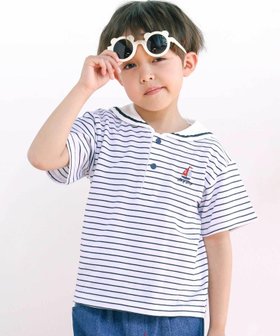 【その他のブランド/Other】の【お揃い】セーラー襟ボーダーポロシャツ(80~130cm) 人気、トレンドファッション・服の通販 founy(ファニー) ファッション Fashion キッズファッション KIDS おすすめ Recommend ボーダー Border ポロシャツ Polo Shirt 夏 Summer |ID:prp329100004538738