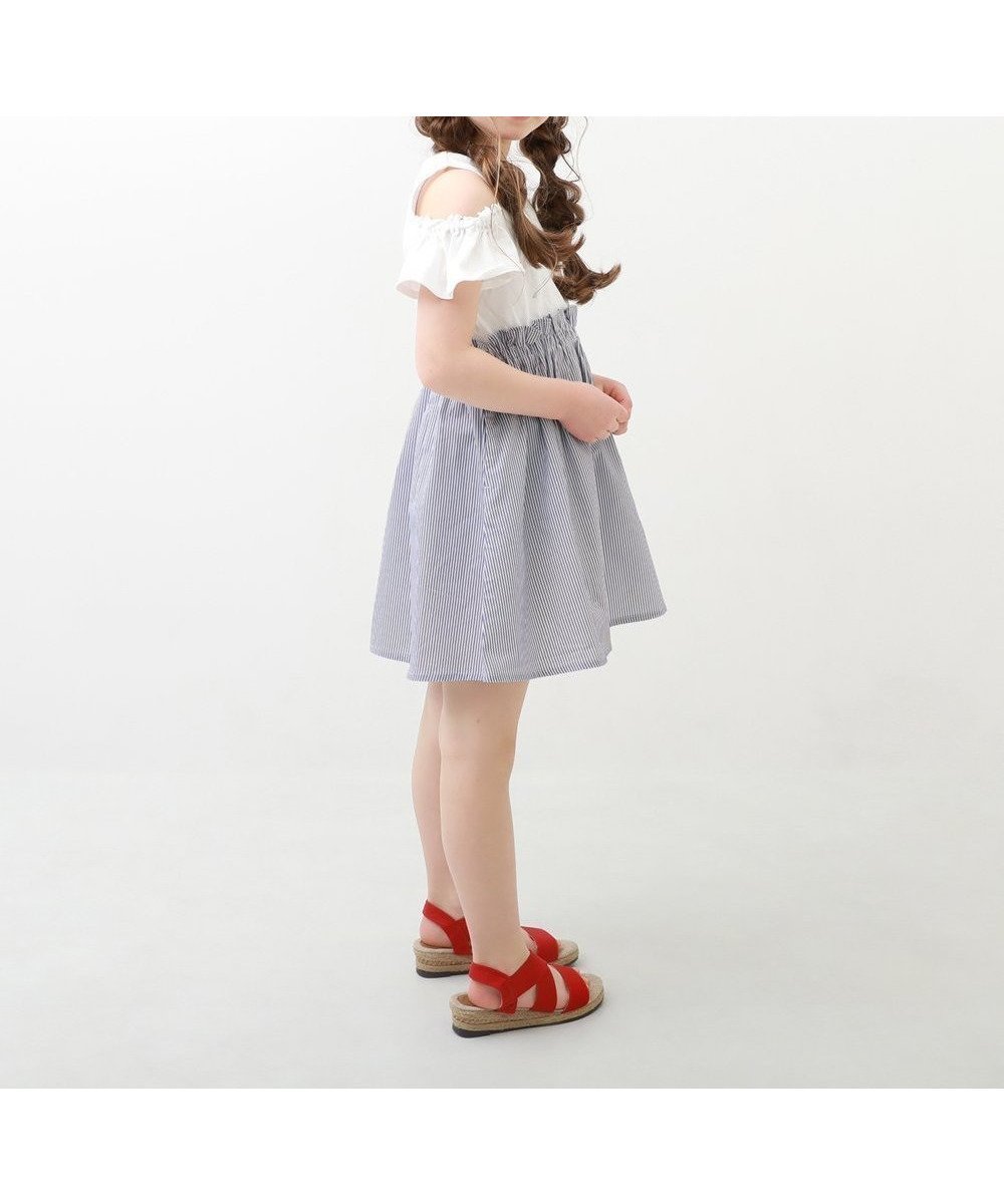 【デビロック/devirock / KIDS】のオフショル ドッキングワンピース インテリア・キッズ・メンズ・レディースファッション・服の通販 founy(ファニー) 　ファッション　Fashion　キッズファッション　KIDS　ワンピース　Dress/Kids　オフショル　Off Shoulder　オフショルダー　Off Shoulder　キャップ　Cap　サンダル　Sandals　スニーカー　Sneakers　ドッキング　Docking　ブロード　Broad　003-ホワイト-ストライプ|ID: prp329100004538746 ipo3291000000032070430
