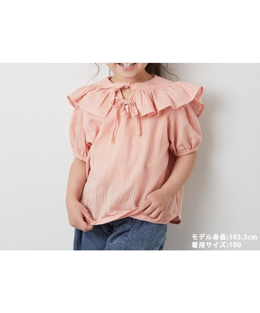 【リジェール/riziere / KIDS】のフロントWリボン半袖ブラウス インテリア・キッズ・メンズ・レディースファッション・服の通販 founy(ファニー) 　ファッション　Fashion　キッズファッション　KIDS　ダブル　Double　フリル　Frills　フロント　Front　ベビー　Baby　リボン　Ribbon　ロンパース　Rompers　半袖　Short Sleeve　SALMONPINK|ID: prp329100004538841 ipo3291000000032070918