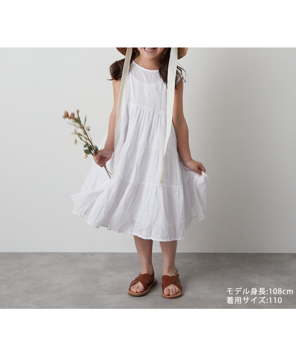 【リジェール/riziere / KIDS】のバックリボンドビードットストライプワンピース インテリア・キッズ・メンズ・レディースファッション・服の通販 founy(ファニー) 　ファッション　Fashion　キッズファッション　KIDS　ワンピース　Dress/Kids　おすすめ　Recommend　ティアードワンピース　Tiered Dress　リボン　Ribbon　WHITE|ID: prp329100004538850 ipo3291000000032071029