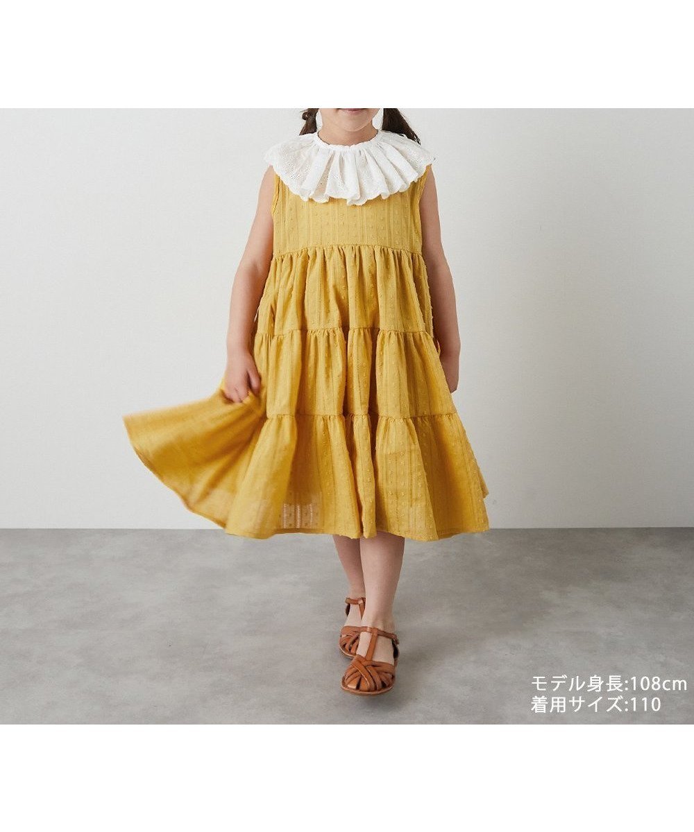 【リジェール/riziere / KIDS】のバックリボンドビードットストライプワンピース インテリア・キッズ・メンズ・レディースファッション・服の通販 founy(ファニー) 　ファッション　Fashion　キッズファッション　Fashion for Kids　ワンピース　Dresses　おすすめ　Recommended / Our Picks　ティアードワンピース　Tiered Dress, Flared Dress　リボン　Ribbon, Bow　MUSTARD|ID: prp329100004538850 ipo3291000000032580740