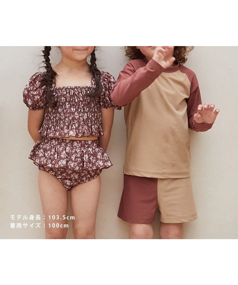 【リジェール/riziere / KIDS】のパフスリーブシャーリングセパレートスイムウェア インテリア・キッズ・メンズ・レディースファッション・服の通販 founy(ファニー) 　ファッション　Fashion　キッズファッション　KIDS　シャーリング　Shirring　スリーブ　Sleeve　フリル　Frills　BROWN|ID: prp329100004538856 ipo3291000000032071064
