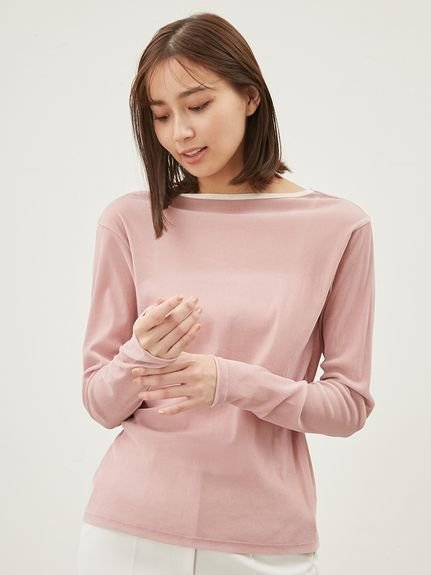 【ミラオーウェン/Mila Owen】のフロッキーメッシュT インテリア・キッズ・メンズ・レディースファッション・服の通販 founy(ファニー) 　ファッション　Fashion　レディースファッション　Fashion for Women　インナー　Innerwear　カットソー　Cut and Sewn Top　シアー　Sheer, See-Through　シンプル　Simple, Minimal　ジャケット　Jacket, Outerwear　スリーブ　Sleeve, Long Sleeve / Short Sleeve　チュール　Tulip, Tulip Motif　デコルテ　Décolleté, Neckline　フロント　Front, Front Design　ベルベット　Velvet, Velvety　ロング　Long, Long-Length　エレガント 上品　Elegant　春　Spring　PNK[066]|ID: prp329100004538932 ipo3291000000033901074