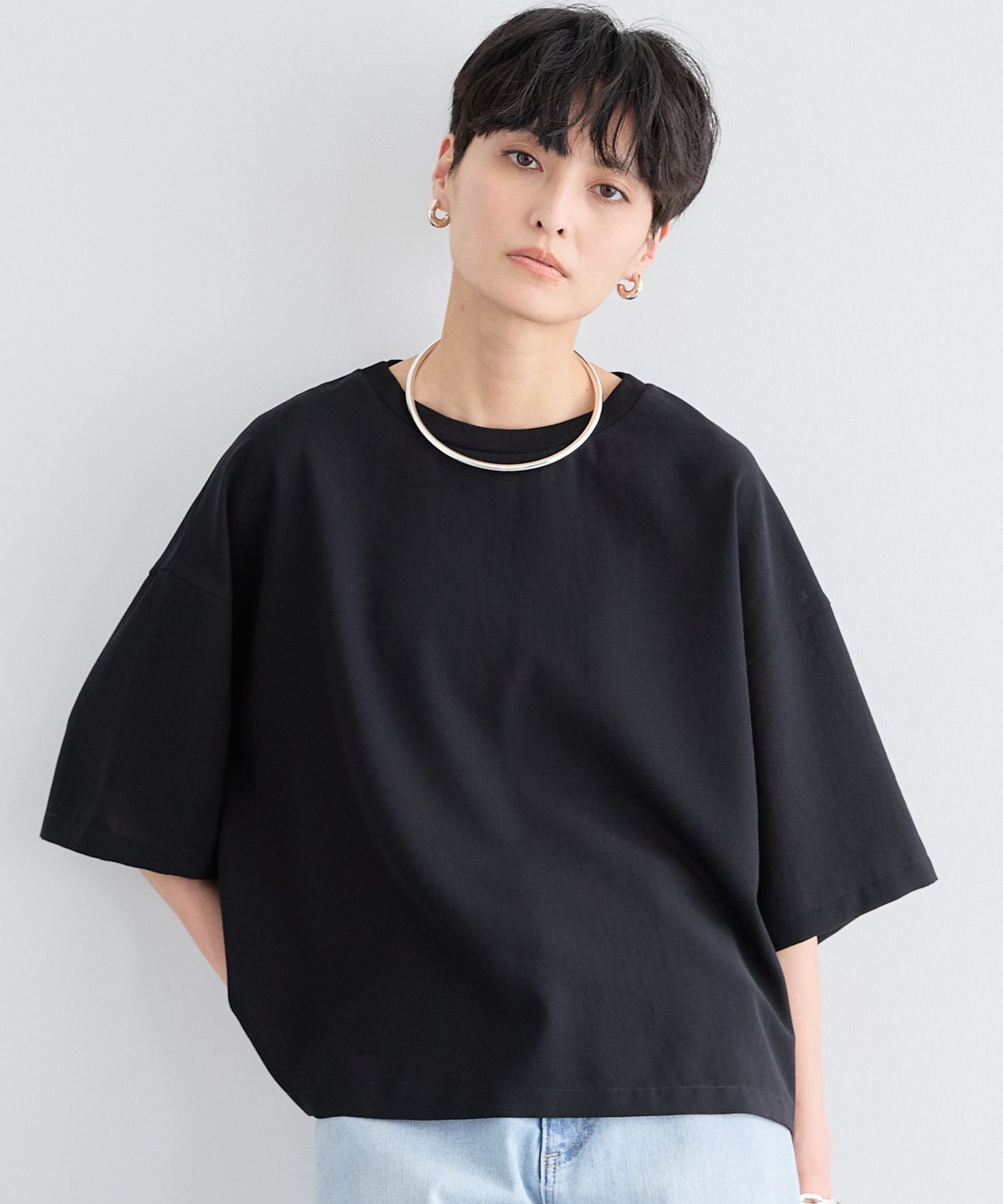 【バンヤードストーム/BARNYARDSTORM】のポプリン半袖Tブラウス インテリア・キッズ・メンズ・レディースファッション・服の通販 founy(ファニー) 　ファッション　Fashion　レディースファッション　WOMEN　トップス・カットソー　Tops/Tshirt　シャツ/ブラウス　Shirts/Blouses　おすすめ　Recommend　シアー　Sheer　スポーティ　Sporty　フレア　Flare　人気　Popularity　半袖　Short Sleeve　ビジネス 仕事 通勤　Business　ブラック|ID: prp329100004539041 ipo3291000000032285568