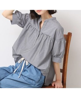 【デッサン/Dessin】の【洗える・4サイズ展開】フロントスリット五分袖ブラウス(XS~L) 人気、トレンドファッション・服の通販 founy(ファニー) ファッション Fashion レディースファッション Ladies' Fashion Online トップス・カットソー Tops/Tshirt シャツ/ブラウス Shirts/Blouses おすすめ Recommend ギャザー Gather スキッパー Skipper スリット Slit デニム Denim フロント Front ワイド Wide 洗える Washable |ID:prp329100004539167