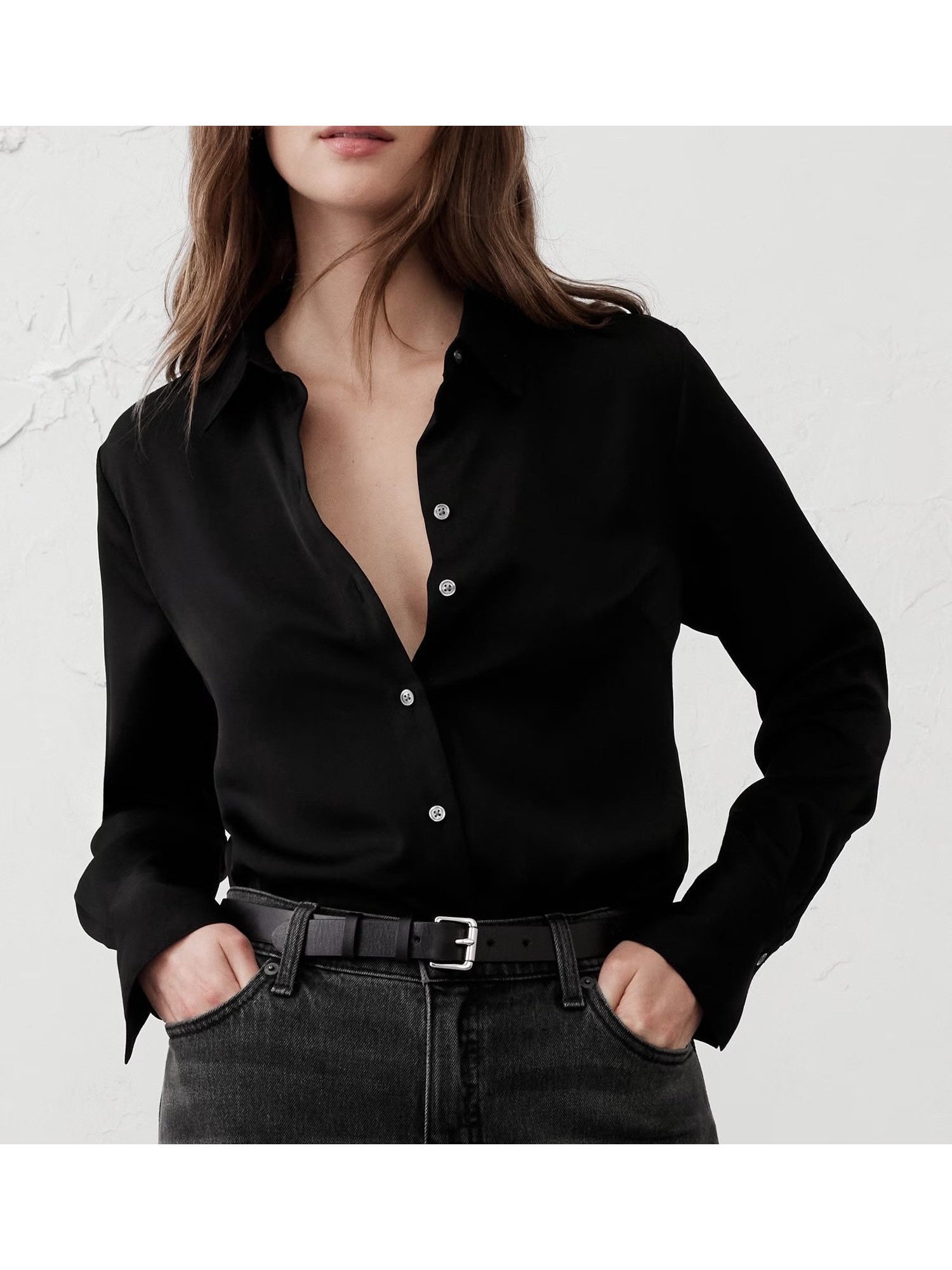 【バナナリパブリック ファクトリーストア/BANANA REPUBLIC FACTORY STORE】のBANANA REPUBLIC FACTORY STORE サテンクラシックシャツ 人気、トレンドファッション・服の通販 founy(ファニー) 　ファッション　Fashion　レディースファッション　WOMEN　トップス・カットソー　Tops/Tshirt　シャツ/ブラウス　Shirts/Blouses　テクスチャー　Texture　フロント　Front　 other-1|ID: prp329100004539246 ipo3291000000032242885