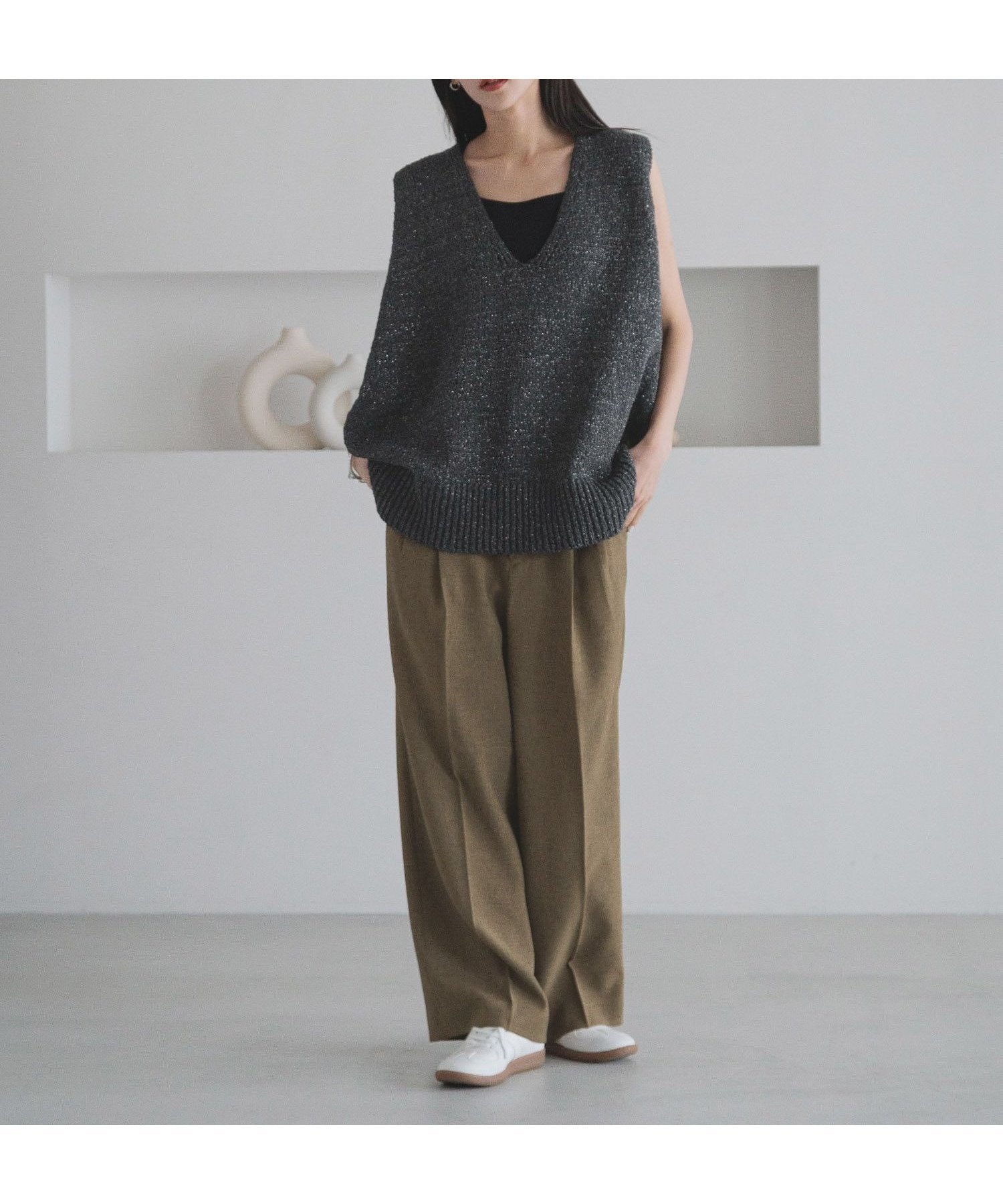 【ローリーズファーム/LOWRYS FARM】のラメスラブオーバーベスト 人気、トレンドファッション・服の通販 founy(ファニー) 　ファッション　Fashion　レディースファッション　WOMEN　アウター　Coat Outerwear　トップス・カットソー　Tops/Tshirt　ベスト/ジレ　Gilets/Vests　インナー　Inner　タンク　Tank　トレンド　Trend　ベスト　Vest　 other-1|ID: prp329100004539274 ipo3291000000032073333