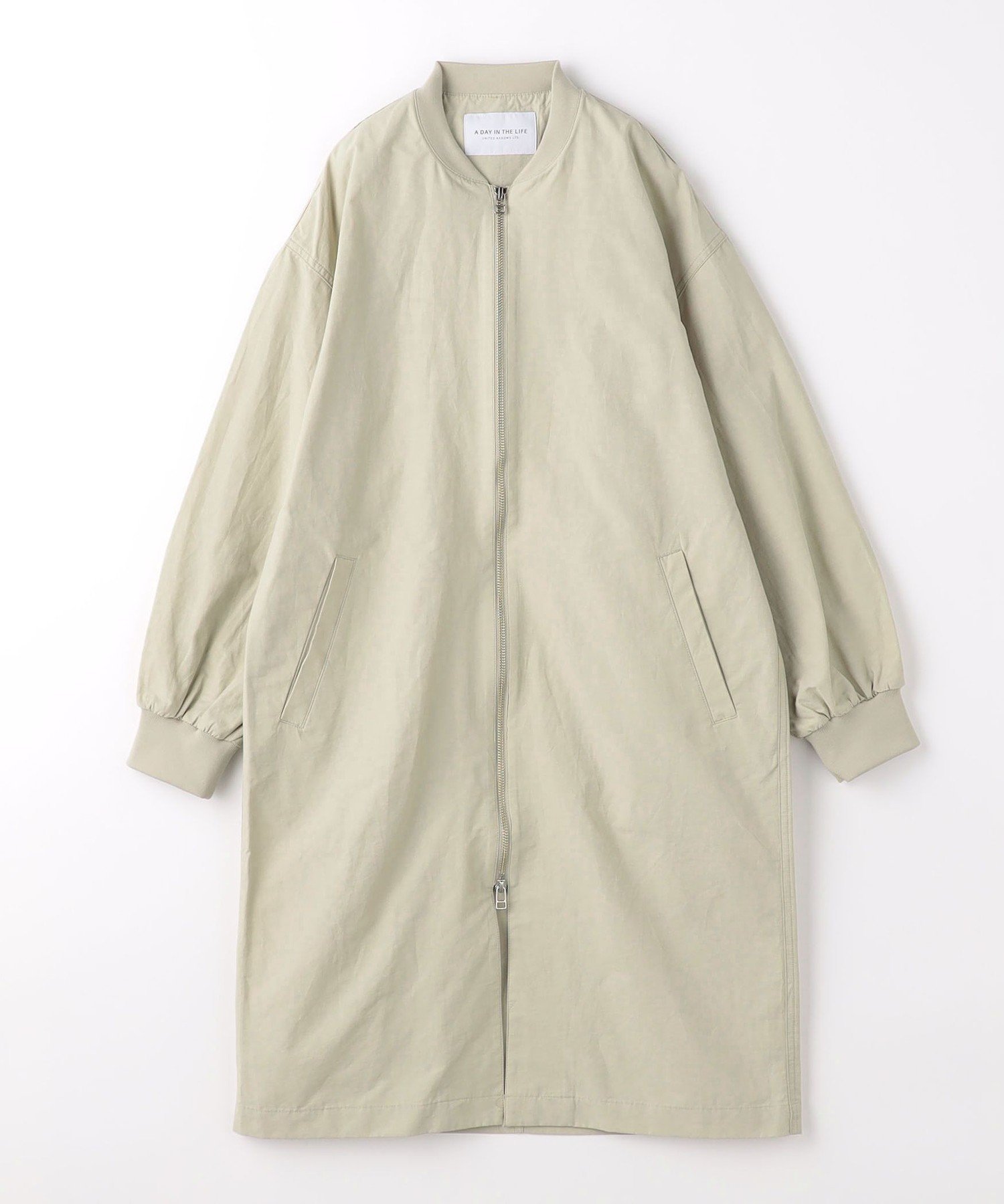 【その他のブランド/Other】のコットンナイロン ロングブルゾン A DAY IN THE LIFE インテリア・キッズ・メンズ・レディースファッション・服の通販 founy(ファニー) 　ファッション　Fashion　レディースファッション　Fashion for Women　アウター　Coat / Outerwear Collection　ブルゾンジャケット・スポーティアウター　Blouson Jackets　インナー　Innerwear　カットソー　Cut and Sewn Top　ジップ　Zip, Zipper　デニム　Denim, Jeans Material　ブルゾン　Blouson, Bomber Jacket　ロング　Long, Long-Length　半袖　Short Sleeve, Half Sleeve　定番　Standard, Basic Item　NATURAL|ID: prp329100004539289 ipo3291000000032749688