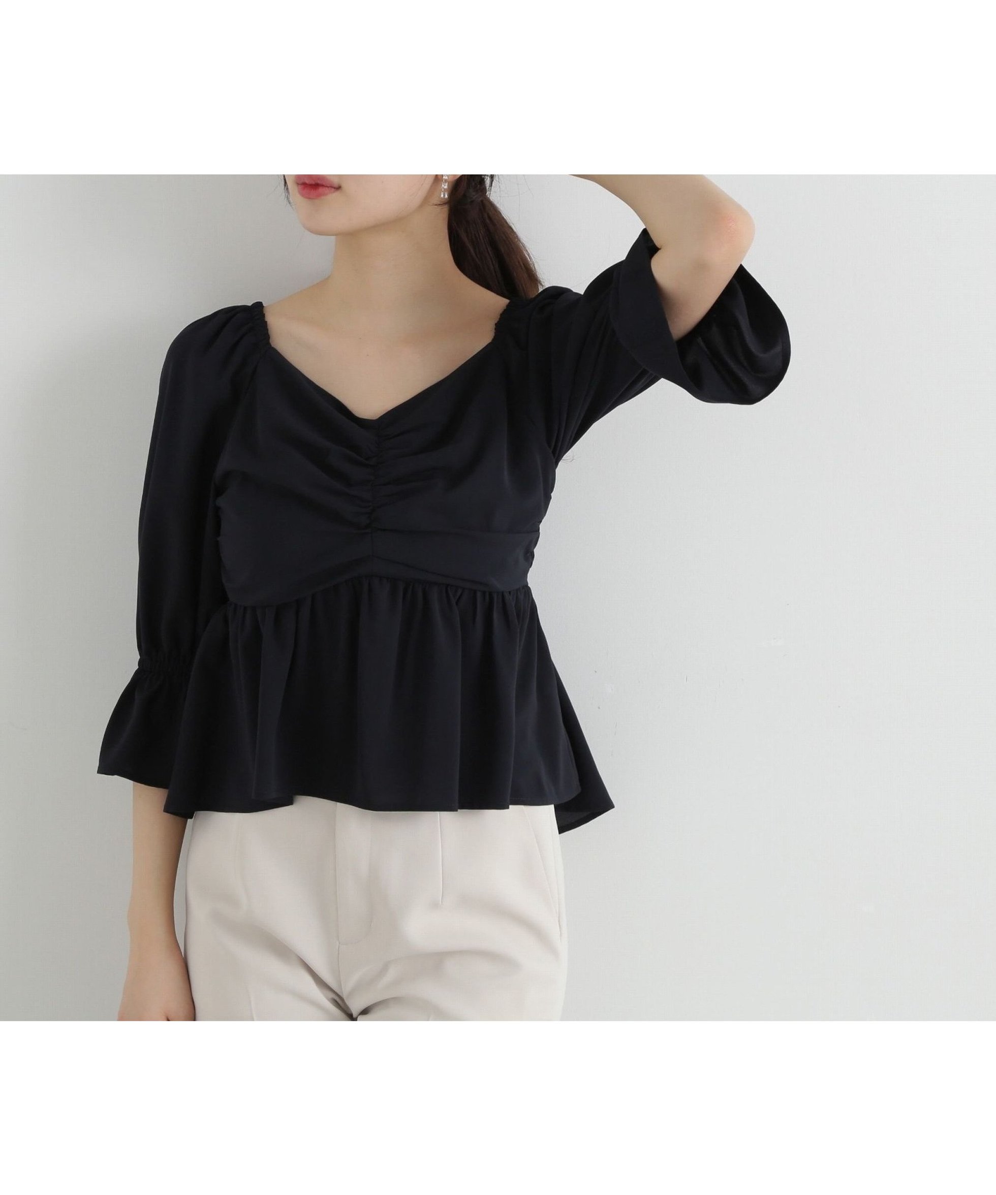 【プロポーション ボディドレッシング/PROPORTION BODY DRESSING】の2wayフロントギャザーブラウス インテリア・キッズ・メンズ・レディースファッション・服の通販 founy(ファニー) 　ファッション　Fashion　レディースファッション　WOMEN　トップス・カットソー　Tops/Tshirt　シャツ/ブラウス　Shirts/Blouses　オフショルダー　Off Shoulder　ギャザー　Gather　シャーリング　Shirring　フィット　Fit　フロント　Front　ペプラム　Peplum　ネイビー|ID: prp329100004539297 ipo3291000000032073456