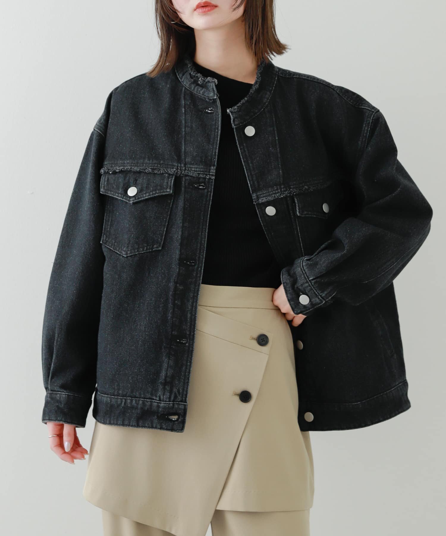 【センスオブプレイス/SENSE OF PLACE by URBAN RESEARCH】のルーズノーカラーデニムジャケット 人気、トレンドファッション・服の通販 founy(ファニー) 　ファッション　Fashion　レディースファッション　WOMEN　アウター　Coat Outerwear　ジャケット　Jackets　デニムジャケット　Denim Jackets　2025年　2025　2025春夏・S/S　Ss,Spring/Summer,2025　インナー　Inner　カットオフ　Cut Off　ジャケット　Jacket　デニム　Denim　トレンド　Trend　ルーズ　Loose　夏　Summer　S/S・春夏　Ss・Spring/Summer　 other-1|ID: prp329100004539302 ipo3291000000032162793