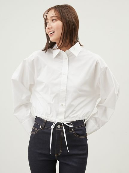 【ミラオーウェン/Mila Owen】のドロストショートシャツ 人気、トレンドファッション・服の通販 founy(ファニー) 　雑誌掲載アイテム　Magazine Items　ファッション雑誌　Fashion Magazines　ストーリィ　STORY　ビジンヒャッカ　美人百花　ファッション　Fashion　レディースファッション　WOMEN　トップス・カットソー　Tops/Tshirt　シャツ/ブラウス　Shirts/Blouses　春　Spring　5月号　May Issue　ショート　Short　シンプル　Simple　ストライプ　Stripe　スマート　Smart　雑誌　Magazine　定番　Standard　バランス　Balance　フォルム　Form　フロント　Front　モダン　Modern　6月号　June Issue　リラックス　Relax　エレガント 上品　Elegant　 other-1|ID: prp329100004539319 ipo3291000000032153927