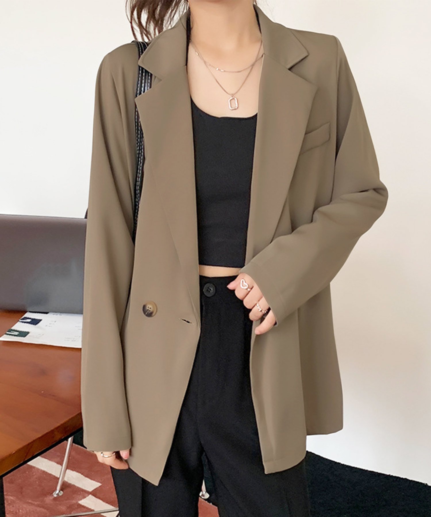【アミュレット/Amulet】の【Dewlily】テーラードジャケット インテリア・キッズ・メンズ・レディースファッション・服の通販 founy(ファニー) 　ファッション　Fashion　レディースファッション　WOMEN　アウター　Coat Outerwear　ジャケット　Jackets　テーラードジャケット　Tailored Jackets　インナー　Inner　シンプル　Simple　カーキ|ID: prp329100004539367 ipo3291000000032352805