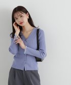 【プロポーション ボディドレッシング/PROPORTION BODY DRESSING】のリブVネックカーデ ブルー|ID: prp329100004539372 ipo3291000000032073875