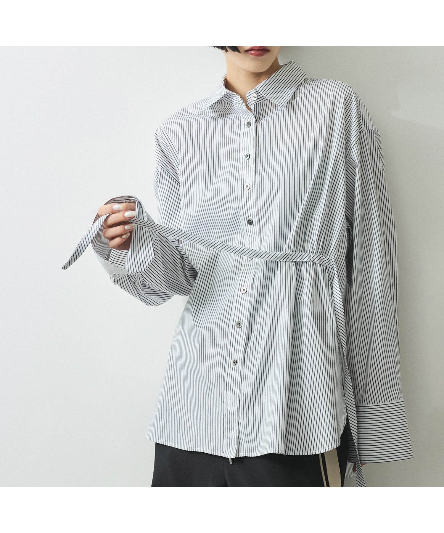 【アダム エ ロペ/ADAM ET ROPE'】の【WEB限定】2WAYリボンシャツ インテリア・キッズ・メンズ・レディースファッション・服の通販 founy(ファニー) 　ファッション　Fashion　レディースファッション　WOMEN　トップス・カットソー　Tops/Tshirt　シャツ/ブラウス　Shirts/Blouses　アシンメトリー　Asymmetry　春　Spring　ストライプ　Stripe　タートル　Turtle　バランス　Balance　フェミニン　Feminine　ブロード　Broad　ポケット　Pocket　羽織　Haori　リボン　Ribbon　リラックス　Relax　S/S・春夏　Ss・Spring/Summer　おすすめ　Recommend　夏　Summer　2025年　2025　2025春夏・S/S　Ss,Spring/Summer,2025　ホワイト系(11)|ID: prp329100004539399 ipo3291000000032285095