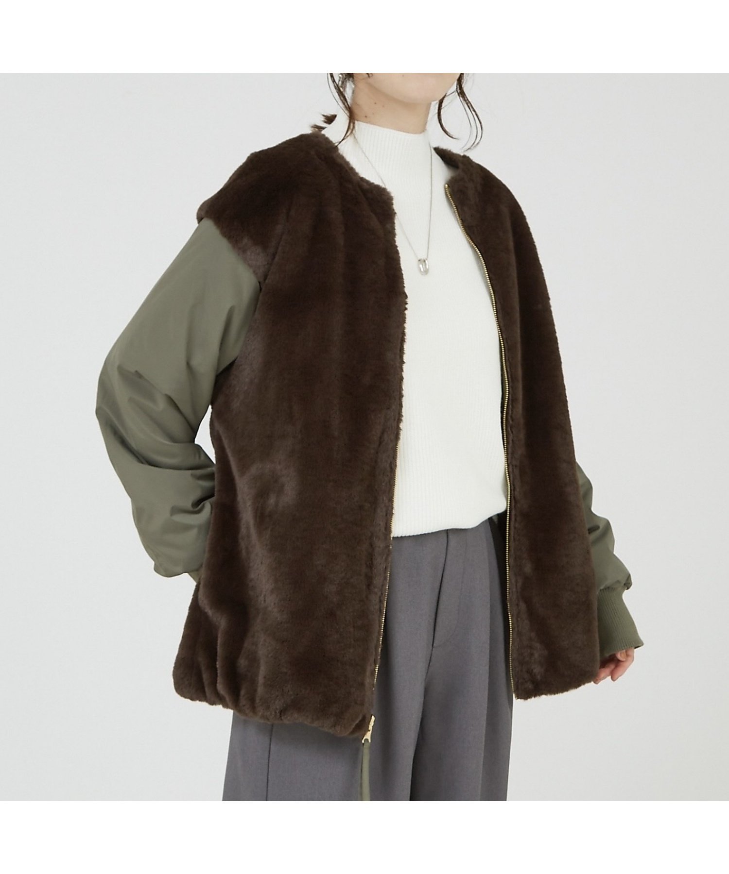 【アバハウスマヴィ/abahouse mavie】のファーコンビリバーシブルブルゾン 人気、トレンドファッション・服の通販 founy(ファニー) 　ファッション　Fashion　レディースファッション　Fashion for Women　アウター　Coat / Outerwear Collection　ブルゾンジャケット・スポーティアウター　Blouson Jackets　インナー　Innerwear　コンビ　Combo, Combination Style　フェイクファー　Faux Fur, Imitation Fur　ポケット　Pocket, Pocket Detail　ミドル　Middle Length, Mid Height　リバーシブル　Reversible, Two-Sided　ロング　Long, Long-Length　防寒　Cold Protection, Winter-Ready　 other-1|ID: prp329100004539665 ipo3291000000033243373