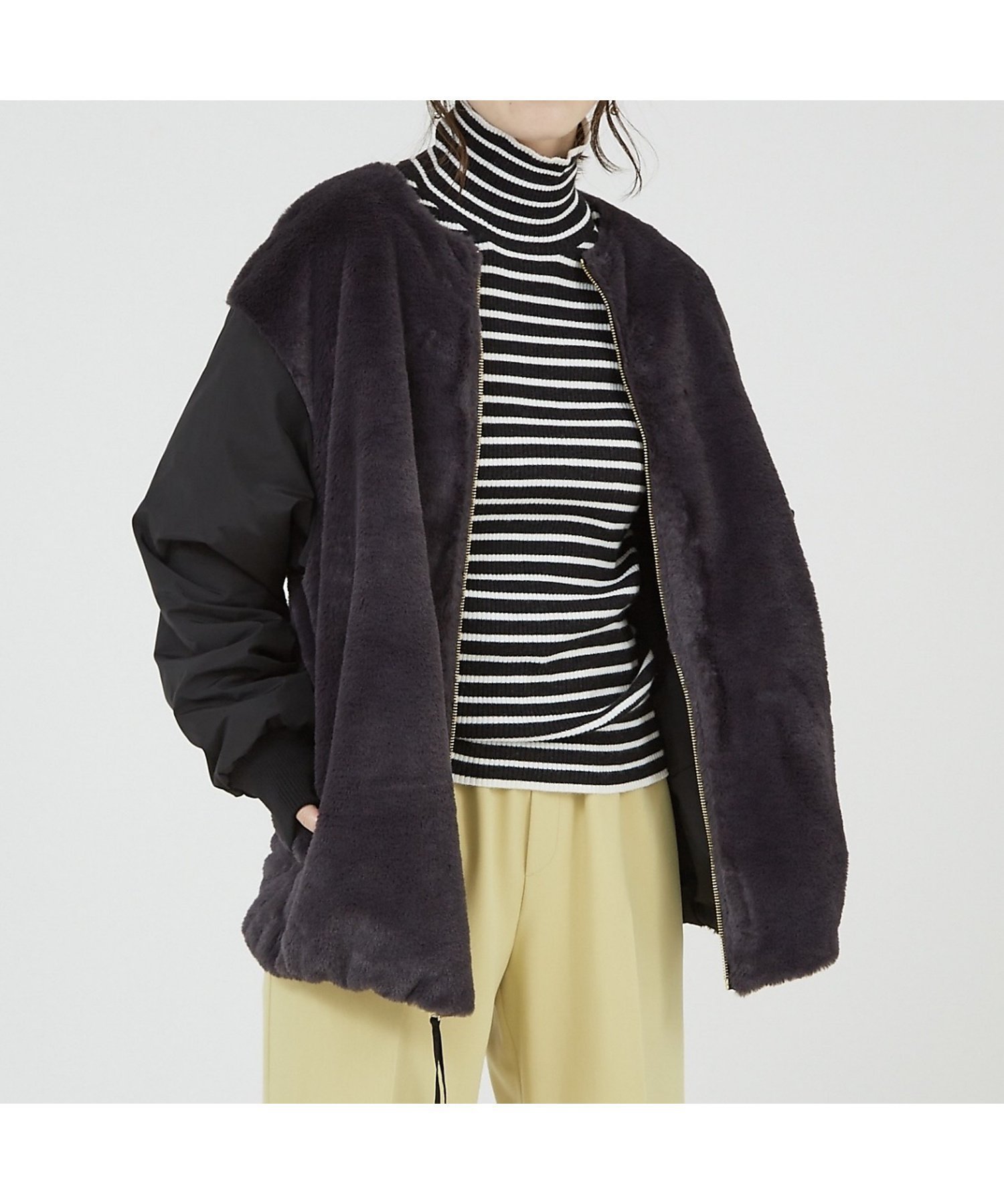 【アバハウスマヴィ/abahouse mavie】のファーコンビリバーシブルブルゾン インテリア・キッズ・メンズ・レディースファッション・服の通販 founy(ファニー) 　ファッション　Fashion　レディースファッション　Fashion for Women　アウター　Coat / Outerwear Collection　ブルゾンジャケット・スポーティアウター　Blouson Jackets　インナー　Innerwear　コンビ　Combo, Combination Style　フェイクファー　Faux Fur, Imitation Fur　ポケット　Pocket, Pocket Detail　ミドル　Middle Length, Mid Height　リバーシブル　Reversible, Two-Sided　ロング　Long, Long-Length　防寒　Cold Protection, Winter-Ready　ブラック|ID: prp329100004539665 ipo3291000000033243377