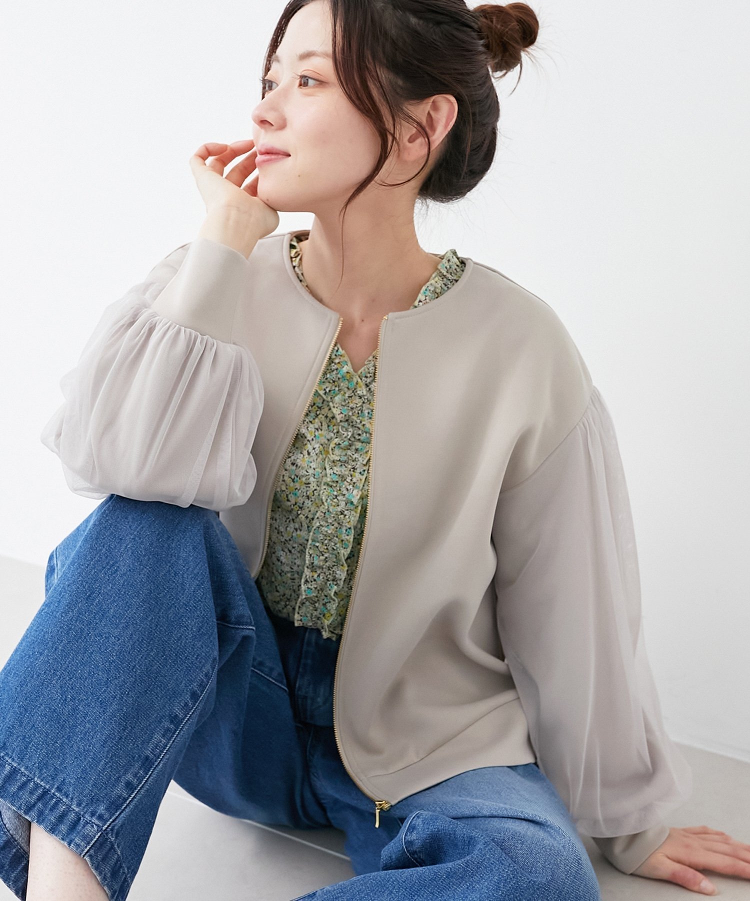 【ルクールブラン/le.coeur blanc】の《手洗い可能》チュールスリーブダンボールブルゾン 人気、トレンドファッション・服の通販 founy(ファニー) 　ファッション　Fashion　レディースファッション　Fashion for Women　アウター　Coat / Outerwear Collection　ブルゾンジャケット・スポーティアウター　Blouson Jackets　ウェーブ　Wavy Pattern　エレガント 上品　Elegant　ショルダー　Shoulder, Shoulder Strap　スリーブ　Sleeve, Long Sleeve / Short Sleeve　チュール　Tulip, Tulip Motif　ドロップ　Drop Shoulder, Dropped Style　フェミニン　Feminine, Girly　ブルゾン　Blouson, Bomber Jacket　 other-1|ID: prp329100004539707 ipo3291000000033206737