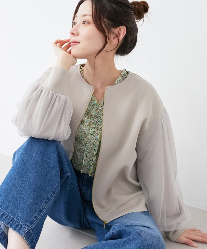 【ルクールブラン/le.coeur blanc】の《手洗い可能》チュールスリーブダンボールブルゾン インテリア・キッズ・メンズ・レディースファッション・服の通販 founy(ファニー) https://founy.com/ ファッション Fashion レディースファッション Fashion for Women アウター Coat / Outerwear Collection ブルゾンジャケット・スポーティアウター Blouson Jackets ウェーブ Wavy Pattern エレガント 上品 Elegant ショルダー Shoulder, Shoulder Strap スリーブ Sleeve, Long Sleeve / Short Sleeve チュール Tulip, Tulip Motif ドロップ Drop Shoulder, Dropped Style フェミニン Feminine, Girly ブルゾン Blouson, Bomber Jacket |ID: prp329100004539707 ipo3291000000033302749