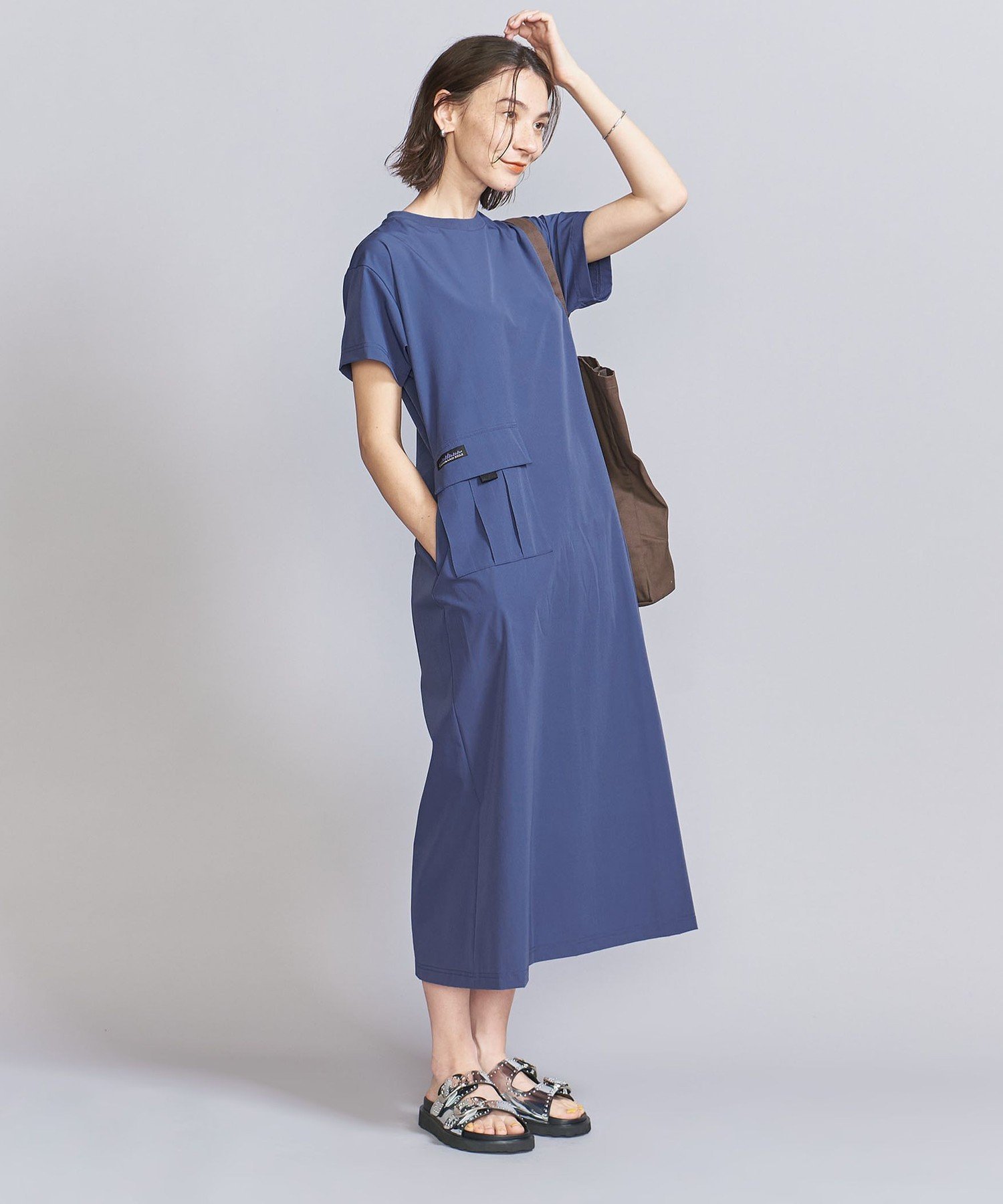 【ビューティ&ユース ユナイテッドアローズ/BEAUTY&YOUTH / UNITED ARROWS】の【別注】 THOUSAND MILE ショートスリーブワンピース -UVカット/はっ水- インテリア・キッズ・メンズ・レディースファッション・服の通販 founy(ファニー) 　ファッション　Fashion　レディースファッション　Ladies' Fashion Online　ワンピース　Dress　カリフォルニア　California　今季　This Season　サマー　Summer　サンダル　Sandals　スウェット　Sweat　ストレッチ　Stretch　スニーカー　Sneakers　スリット　Slit　トレンド　Trend　人気　Popularity　フラット　Flat　フラップ　Flap　ポケット　Pocket　別注　Special Order　おすすめ　Recommend　COBALT|ID: prp329100004539731 ipo3291000000032590590