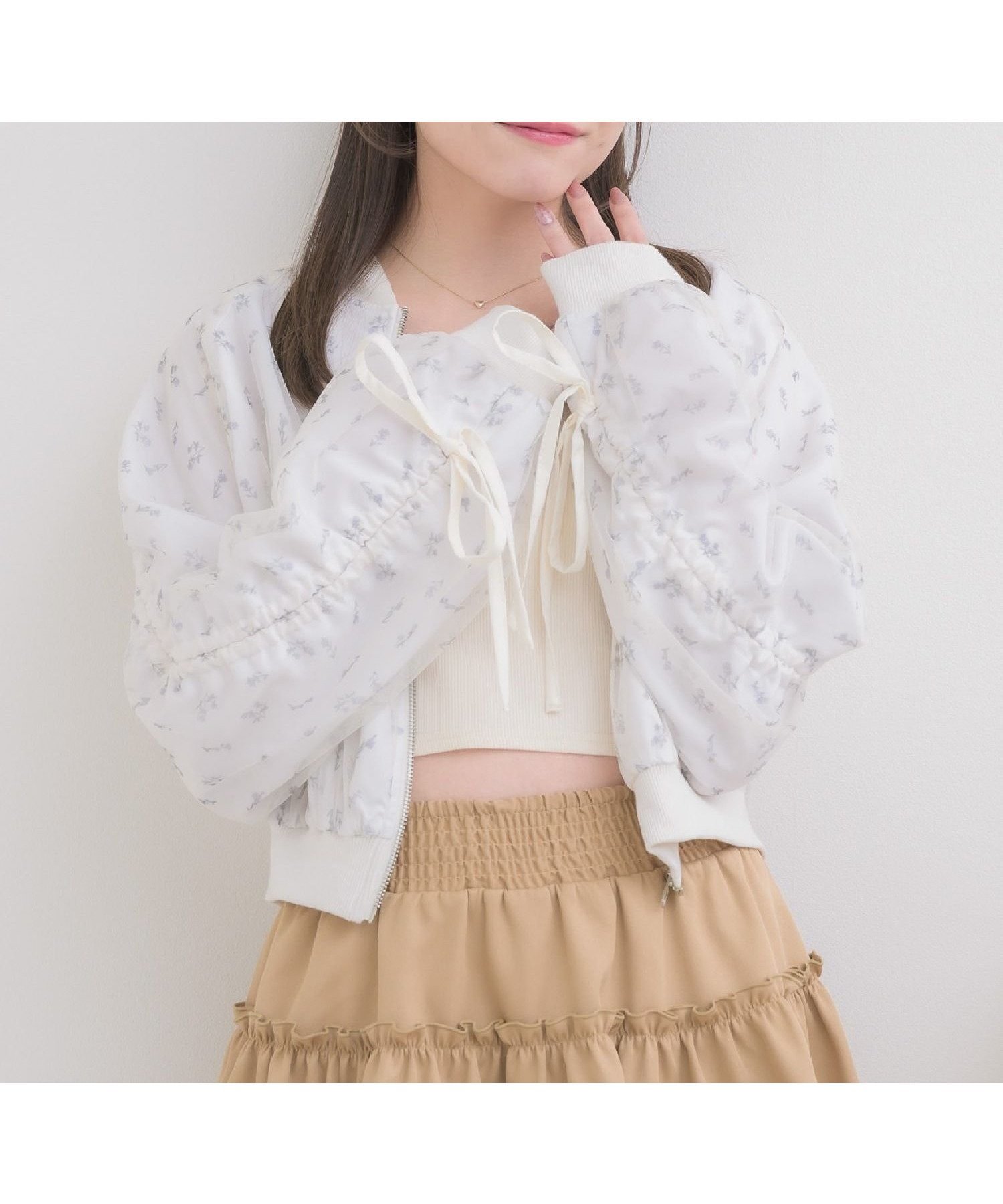 【レトロガール/RETRO GIRL】の袖シャーリングアソートBZ インテリア・キッズ・メンズ・レディースファッション・服の通販 founy(ファニー) 　ファッション　Fashion　レディースファッション　WOMEN　トップス・カットソー　Tops/Tshirt　シャーリング　Shirring　デニム　Denim　ブルゾン　Blouson　リボン　Ribbon　ロング　Long　定番　Standard　春　Spring　羽織　Haori　ホワイト/柄|ID: prp329100004539796 ipo3291000000032076949
