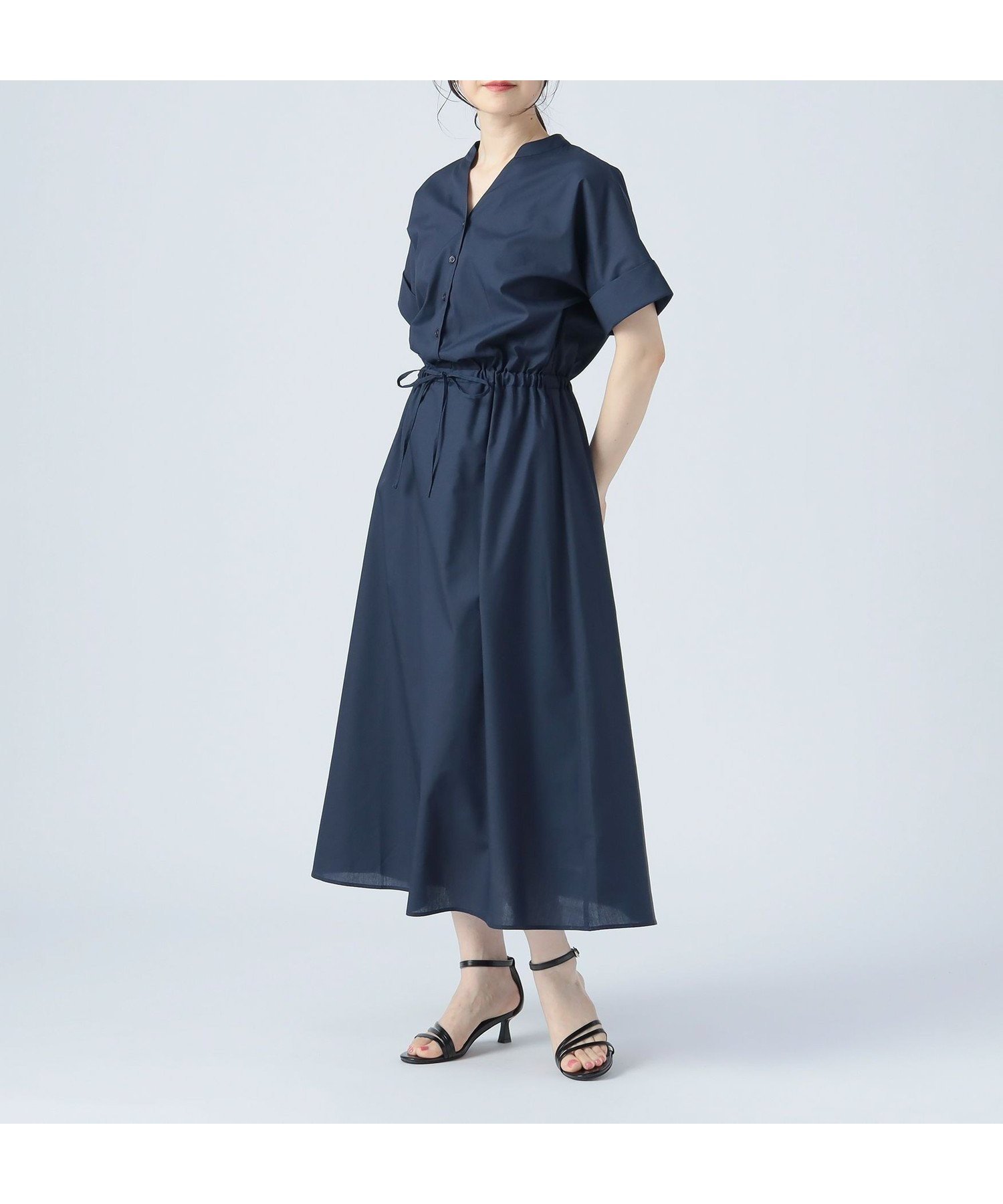 【ビームス ハート/BEAMS HEART】の【洗濯機洗い可】スキッパー ドロスト ワンピース 25SS 半袖 インテリア・キッズ・メンズ・レディースファッション・服の通販 founy(ファニー) 　ファッション　Fashion　レディースファッション　Fashion for Women　ワンピース　Dresses　クール　Cool, Chic　サンダル　Sandals, Summer Shoes　シューズ　Shoes, Footwear　スキッパー　Skipper, Open Collar　スタイリッシュ　Stylish, Fashionable　スニーカー　Sneakers, Trainers　バランス　Balance, Style Balance　バレエ　Ballet, Ballet Style　半袖　Short Sleeve, Half Sleeve　リゾート　Resort, Vacation Style　おすすめ　Recommended / Our Picks　エレガント 上品　Elegant　ビジネス 仕事 通勤　Business / Work / Commuting　2025年　2025　2025春夏・S/S　Spring/Summer 2025 SS25　NAVY|ID: prp329100004539813 ipo3291000000032735200