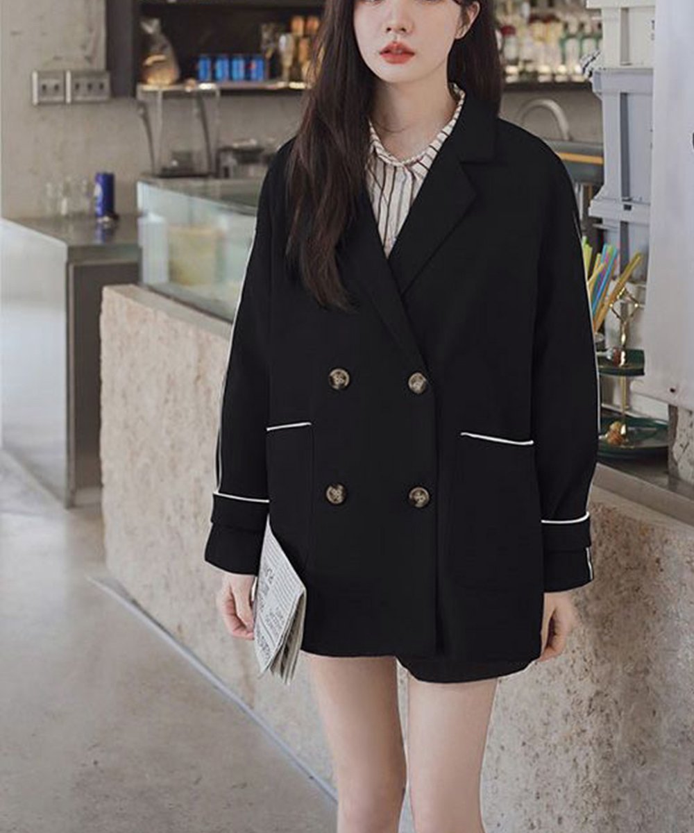 【ミニミニストア/miniministore】のテーラードジャケット レディースアウター インテリア・キッズ・メンズ・レディースファッション・服の通販 founy(ファニー) 　ファッション　Fashion　レディースファッション　Fashion for Women　アウター　Coat / Outerwear Collection　レディースジャケット・軽アウター　Jackets　テーラードジャケット / 通勤・きれいめスタイル　Tailored Jackets & Blazers　クラシカル　Classical, Vintage-Inspired　ジャケット　Jacket, Outerwear　スーツ　Suit, Formalwear　ダブル　Double, Double-Breasted　パイピング　Piping, Trim Design　フォーマル　Formal, Dressy　ポケット　Pocket, Pocket Detail　ミドル　Middle Length, Mid Height　モダン　Modern, Contemporary　春　Spring　ブラック|ID: prp329100004539815 ipo3291000000033516442