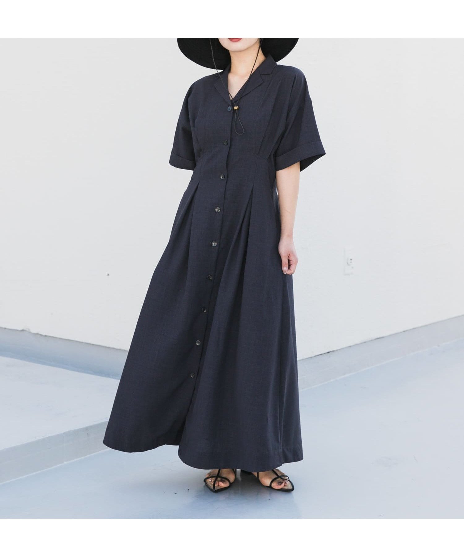 【センスオブプレイス/SENSE OF PLACE by URBAN RESEARCH】のウエストタックシャツワンピース インテリア・キッズ・メンズ・レディースファッション・服の通販 founy(ファニー) 　ファッション　Fashion　レディースファッション　WOMEN　ワンピース　Dress　シャツワンピース　Shirt Dresses　2025年　2025　2025春夏・S/S　Ss,Spring/Summer,2025　おすすめ　Recommend　夏　Summer　S/S・春夏　Ss・Spring/Summer　CHARCOAL|ID: prp329100004539821 ipo3291000000032077094