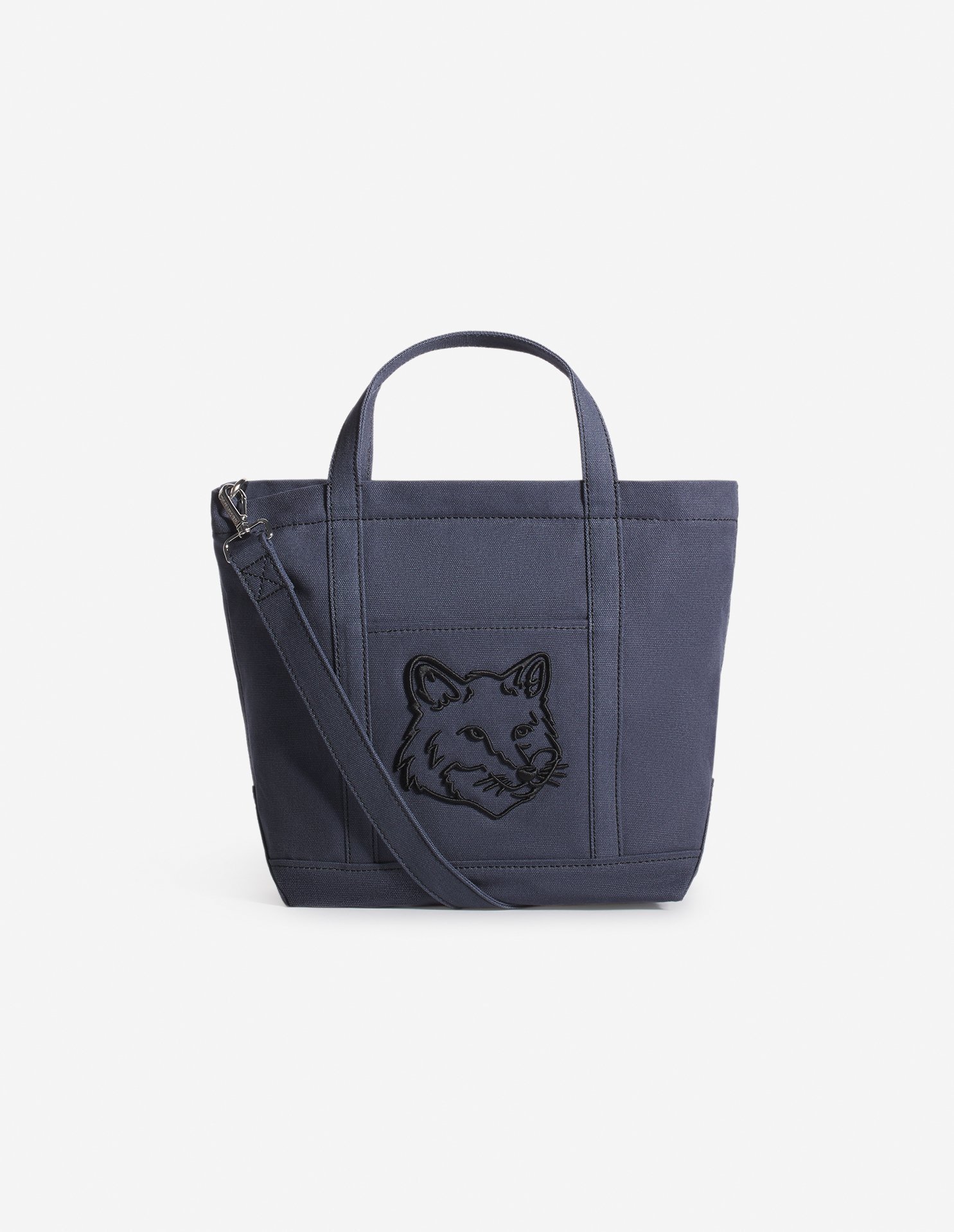 【メゾン キツネ/MAISON KITSUNE】のMaison Kitsune/FOX HEAD SMALL TOTE インテリア・キッズ・メンズ・レディースファッション・服の通販 founy(ファニー) 　ファッション　Fashion　レディースファッション　WOMEN　バッグ　Bag　キャンバス　Canvas　グログラン　Grosgrain　フロント　Front　ポケット　Pocket　ラップ　Wrap　夏　Summer　S/S・春夏　Ss・Spring/Summer　IRIS BLACK|ID: prp329100004539984 ipo3291000000032078120