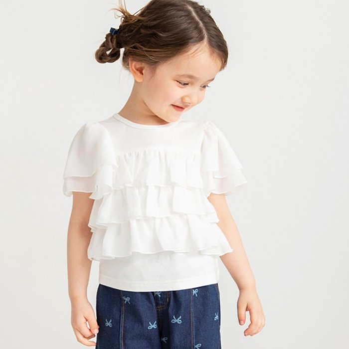 【ブランシェス/branshes / KIDS】のフリルTシャツ インテリア・キッズ・メンズ・レディースファッション・服の通販 founy(ファニー) https://founy.com/ ファッション Fashion キッズファッション KIDS エアリー Airy ガーリー Girly シフォン Chiffon シンプル Simple フリル Frills エレガント 上品 Elegant 人気 Popularity |ID: prp329100004540290 ipo3291000000032079894