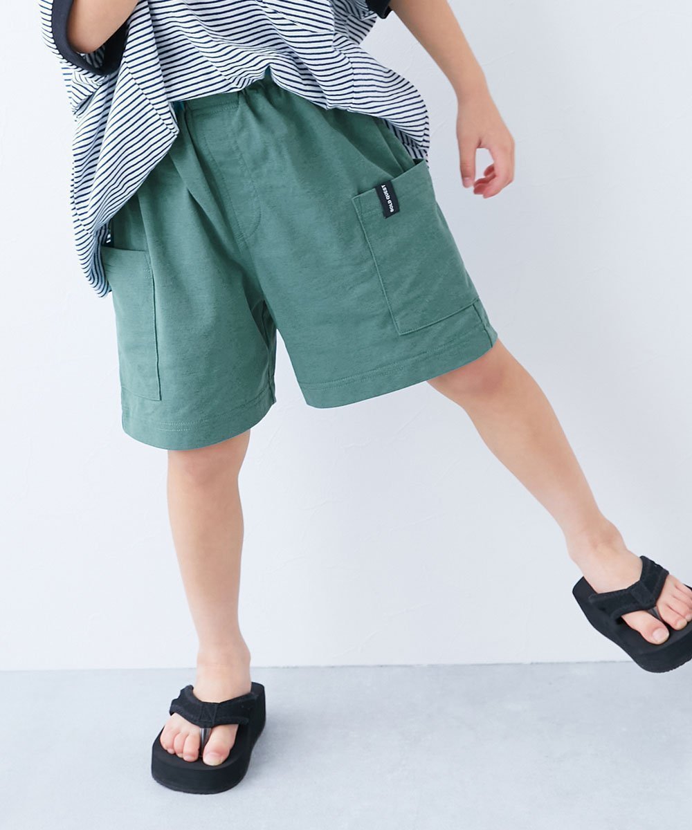 【デビロック/devirock / KIDS】の防汚 ワンポイントハーフパンツ ハーフパンツ ショートパンツ ボトムス 25SS インテリア・キッズ・メンズ・レディースファッション・服の通販 founy(ファニー) 　ファッション　Fashion　キッズファッション　KIDS　ボトムス　Bottoms/Kids　サンダル　Sandals　ショート　Short　ストレッチ　Stretch　ハーフ　Half　おすすめ　Recommend　夏　Summer　2025年　2025　2025春夏・S/S　Ss,Spring/Summer,2025　ハンターグリーン|ID: prp329100004540295 ipo3291000000032079924