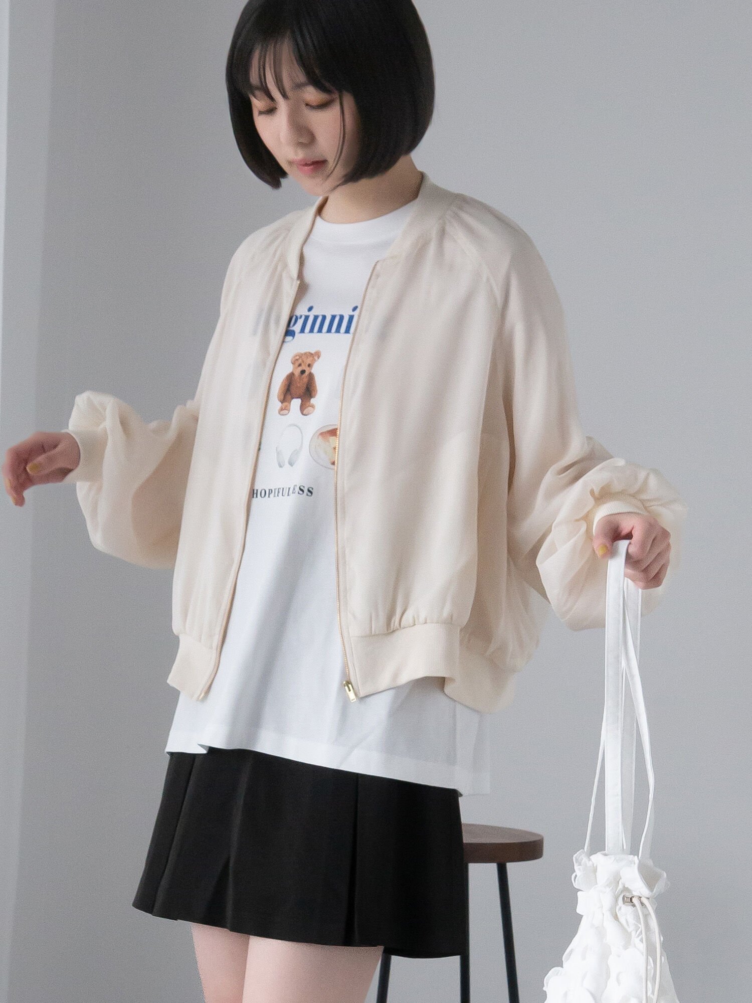 【エヘカソポ/ehka sopo】のシアーブルゾン インテリア・キッズ・メンズ・レディースファッション・服の通販 founy(ファニー) 　ファッション　Fashion　レディースファッション　WOMEN　アウター　Coat Outerwear　ブルゾン　Blouson/Jackets　シアー　Sheer　バランス　Balance　フォルム　Form　ブルゾン　Blouson　キナリ|ID: prp329100004540430 ipo3291000000032261530