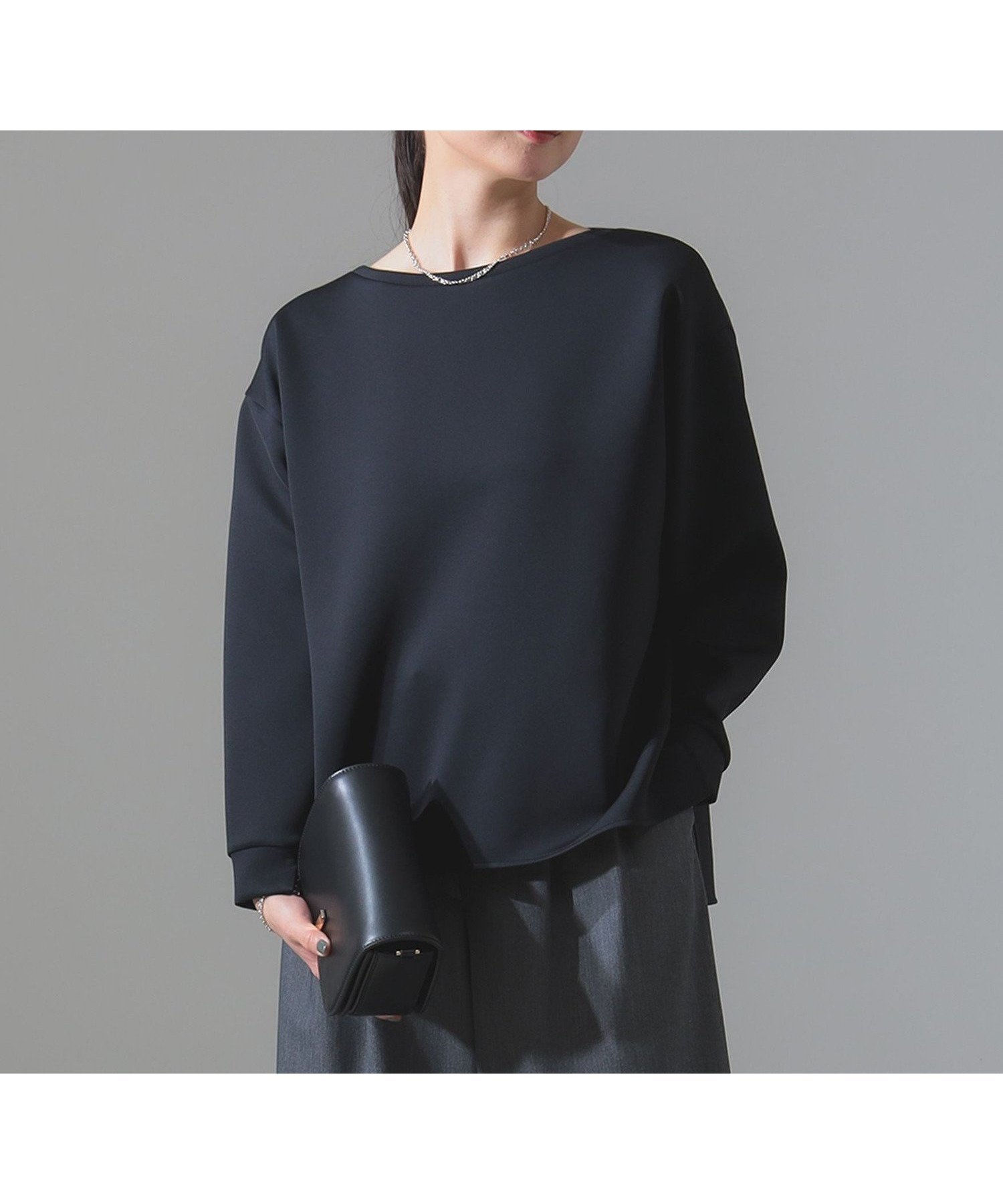 【デミルクス ビームス/Demi-Luxe BEAMS】のダンボール ロングスリーブ プルオーバー インテリア・キッズ・メンズ・レディースファッション・服の通販 founy(ファニー) 　ファッション　Fashion　レディースファッション　Fashion for Women　トップス・カットソー　Cut & Sew Tops　カジュアルプルオーバー・ニットトップス　Pullovers & Knit Tops / Casual Pullovers　おすすめ　Recommended / Our Picks　カットソー　Cut and Sewn Top　シンプル　Simple, Minimal　スリット　Slit, Slit Detail　スリーブ　Sleeve, Long Sleeve / Short Sleeve　セットアップ　Set-Up, Coordinated Outfit　タイトスカート　Pencil Skirt, Tight Skirt　リラックス　Relax, Relaxed Fit　ロング　Long, Long-Length　ワイド　Wide, Wide Fit　BLACK|ID: prp329100004540431 ipo3291000000033567821