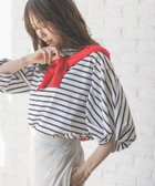 【グローバルワーク/GLOBAL WORK】のリッチクリーン袖ねじり6分袖/289400 オフ×ブラックボーダー10|ID: prp329100004540441 ipo3291000000032760538