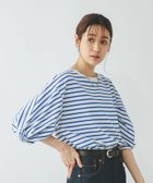 【グローバルワーク/GLOBAL WORK】のリッチクリーン袖ねじり6分袖/289400 オフ×ブルーボーダー85|ID: prp329100004540441 ipo3291000000032760546