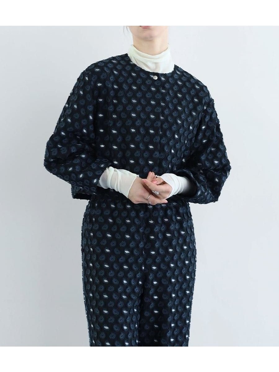 【ラシュッド/LASUD】の桐生ペイズリージャガードジャケット インテリア・キッズ・メンズ・レディースファッション・服の通販 founy(ファニー) 　ファッション　Fashion　レディースファッション　WOMEN　アウター　Coat Outerwear　ジャケット　Jackets　コンシャス　Conscious　ジャケット　Jacket　ファブリック　Fabric　フロント　Front　ベーシック　Basic　エレガント 上品　Elegant　ダークブルー|ID: prp329100004540449 ipo3291000000032080957