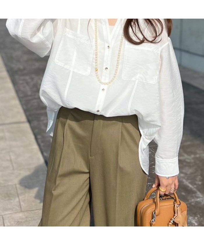 【スタイルドア/STYLEDOOR】のシアーワッシャーキーネックシャツ インテリア・キッズ・メンズ・レディースファッション・服の通販 founy(ファニー) https://founy.com/ ファッション Fashion レディースファッション Fashion for Women トップス・カットソー Cut & Sew Tops シャツ・ブラウス・オフィスカジュアル Elegant Blouses & Button-Ups キャミソール Camisole, Spaghetti Strap Top シアー Sheer, See-Through タンク Tank Top, Sleeveless Top タートル Turtleneck, Turtle Collar テーパード Tapered, Tapered Pants デニム Denim, Jeans Material トレンド Trend, Trending Now ボトム Bottoms, Lower Wear リラックス Relax, Relaxed Fit ワーク Workwear, Utility Style エレガント 上品 Elegant 羽織 Haori, Light Jacket |ID: prp329100004540473 ipo3291000000033543302