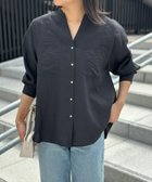 【スタイルドア/STYLEDOOR】のシアーワッシャーキーネックシャツ ブラック|ID: prp329100004540473 ipo3291000000033543310